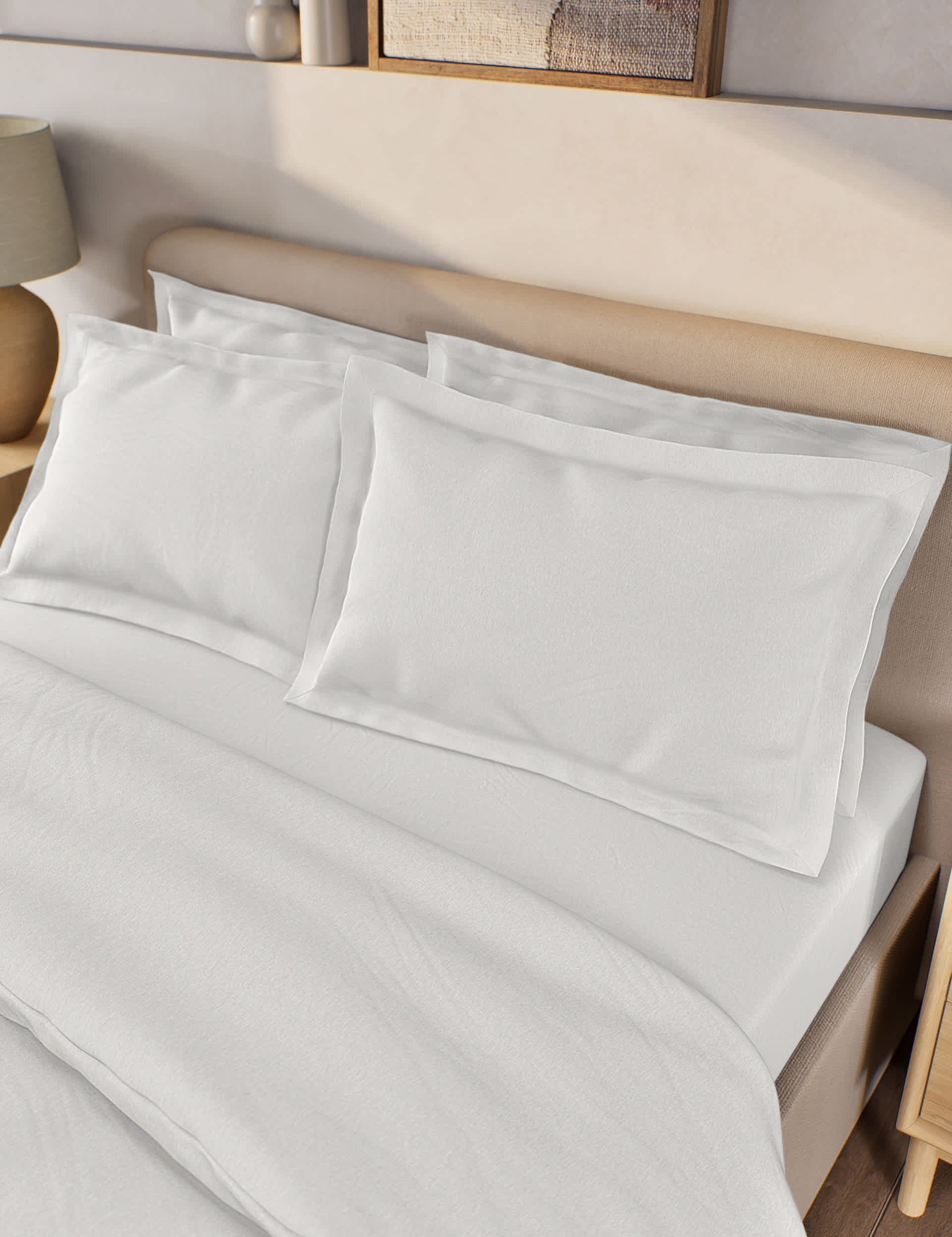 M&S 2pk Pure Brushed Cotton Oxford Pillowcases - White, Clay,White,Sand,Duck Egg,Sage,Biscuit,Silver