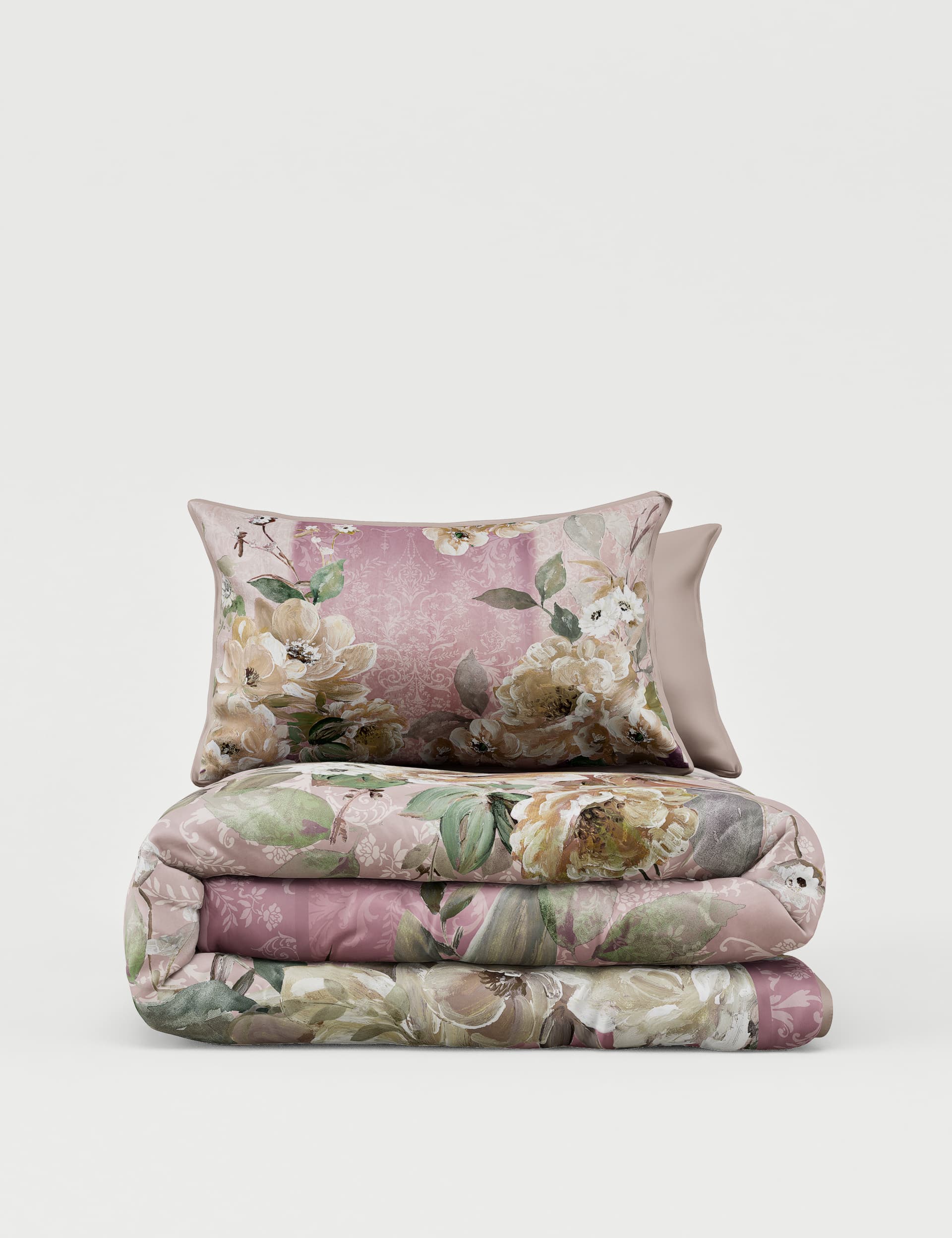 M&S Collection Pure Cotton Sateen Emilie Enchanted Bedding Set - 6FT - Pink Mix, Green Mix,Pink Mix