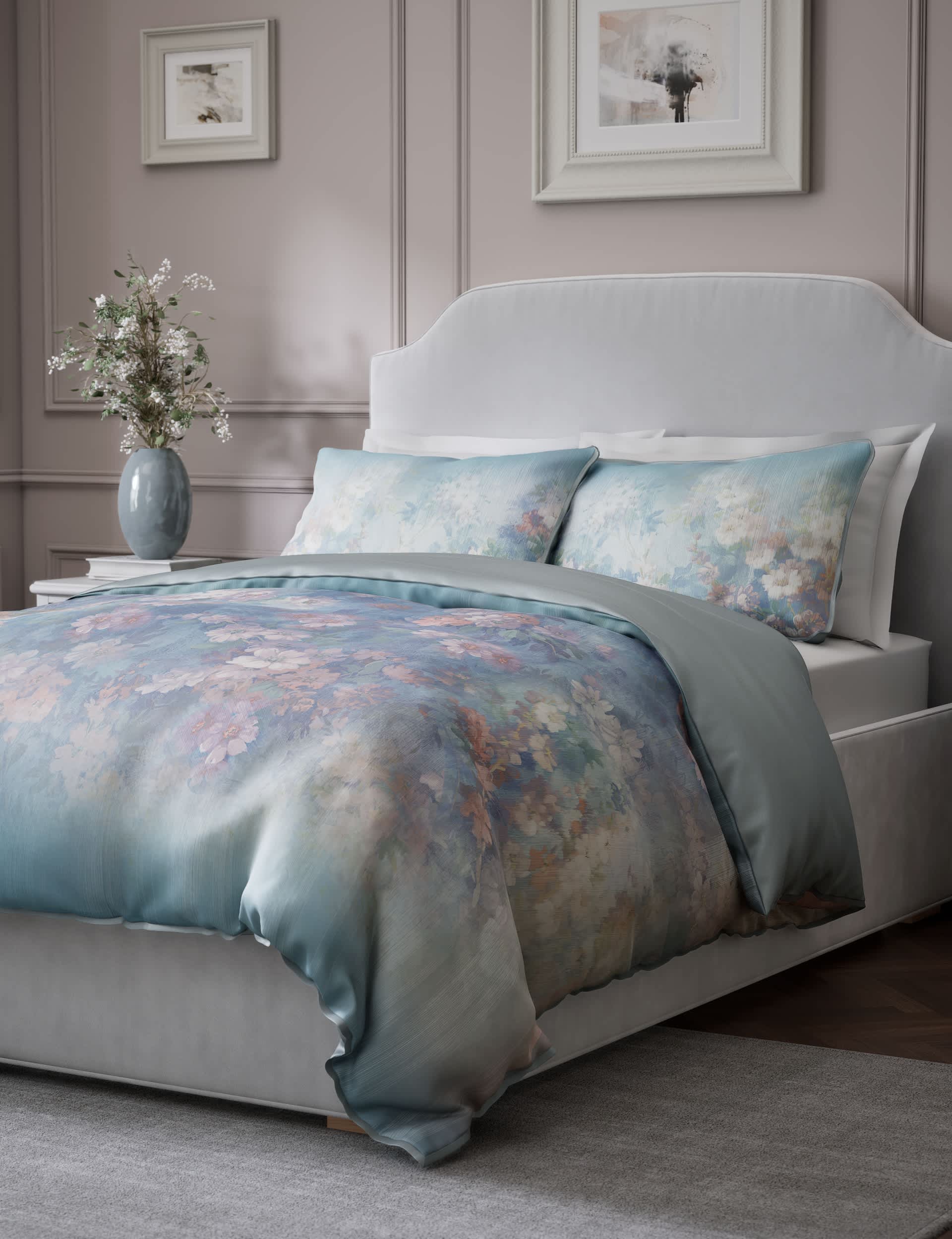 M&S Pure Cotton Sateen Camelia Bloom Bedding Set