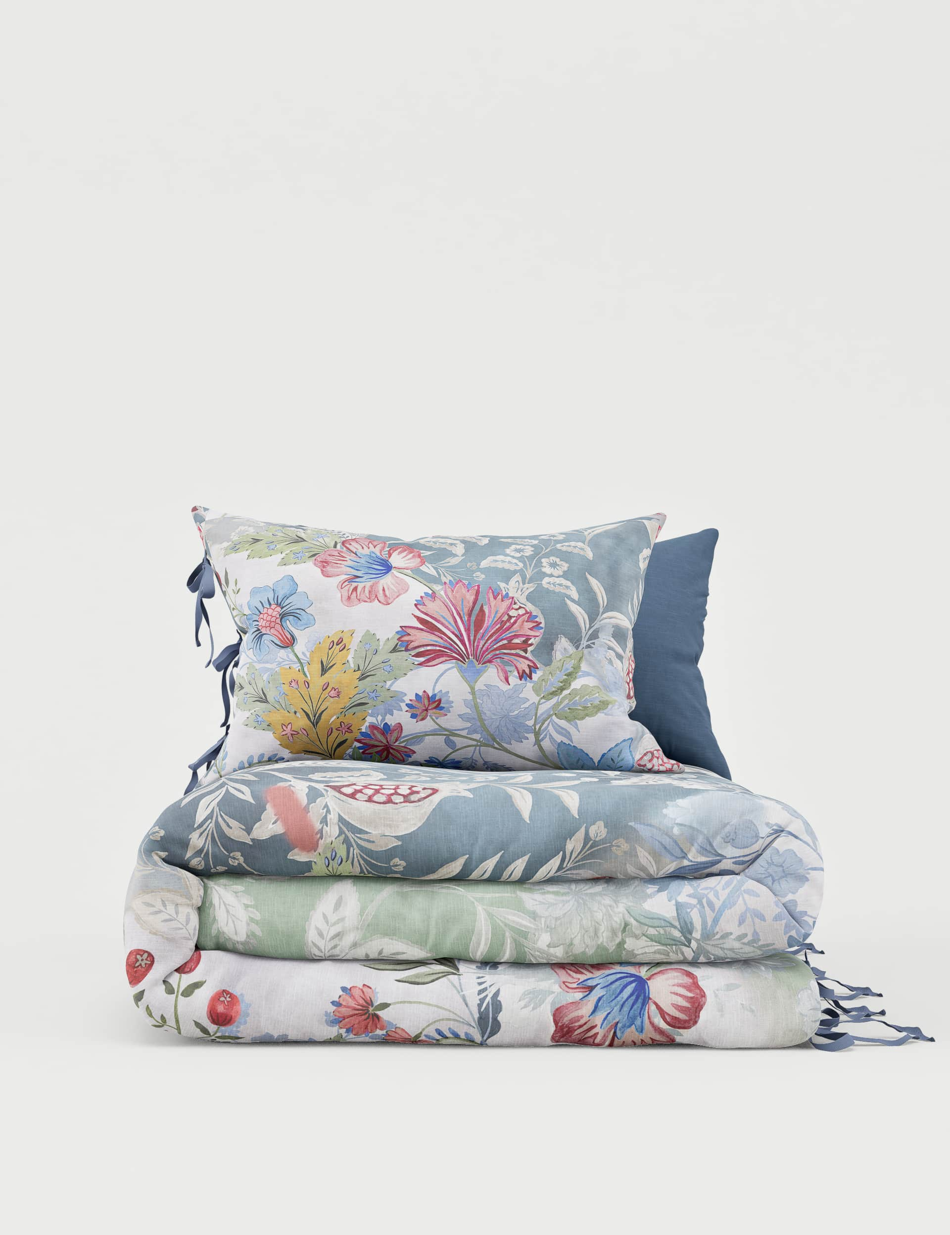 M&S Collection Pure Cotton Spliced Floral Bedding Set - 6FT - Multi, Multi