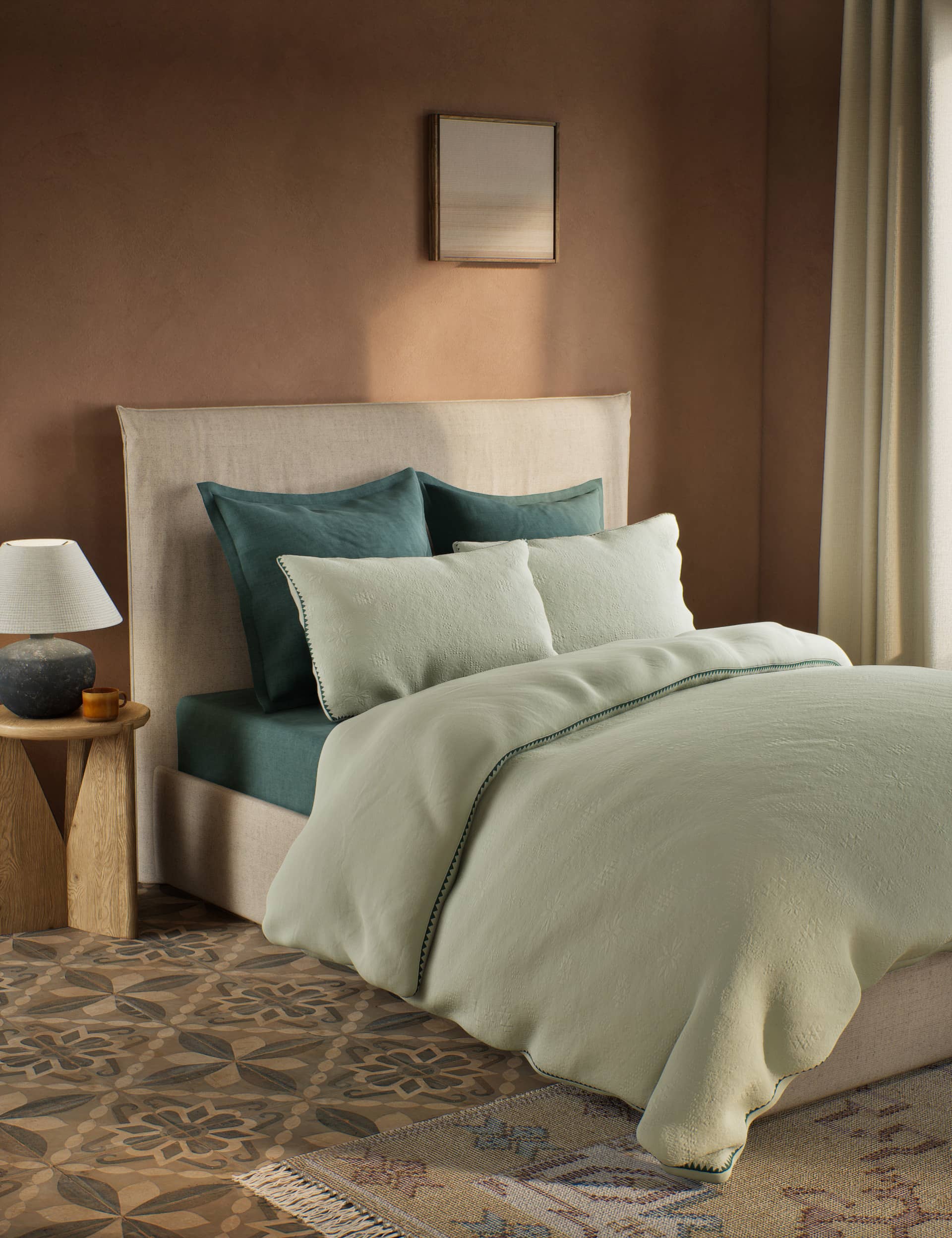 M&S X Fired Earth Pure Cotton Tahoe Matelasse Bedding Set