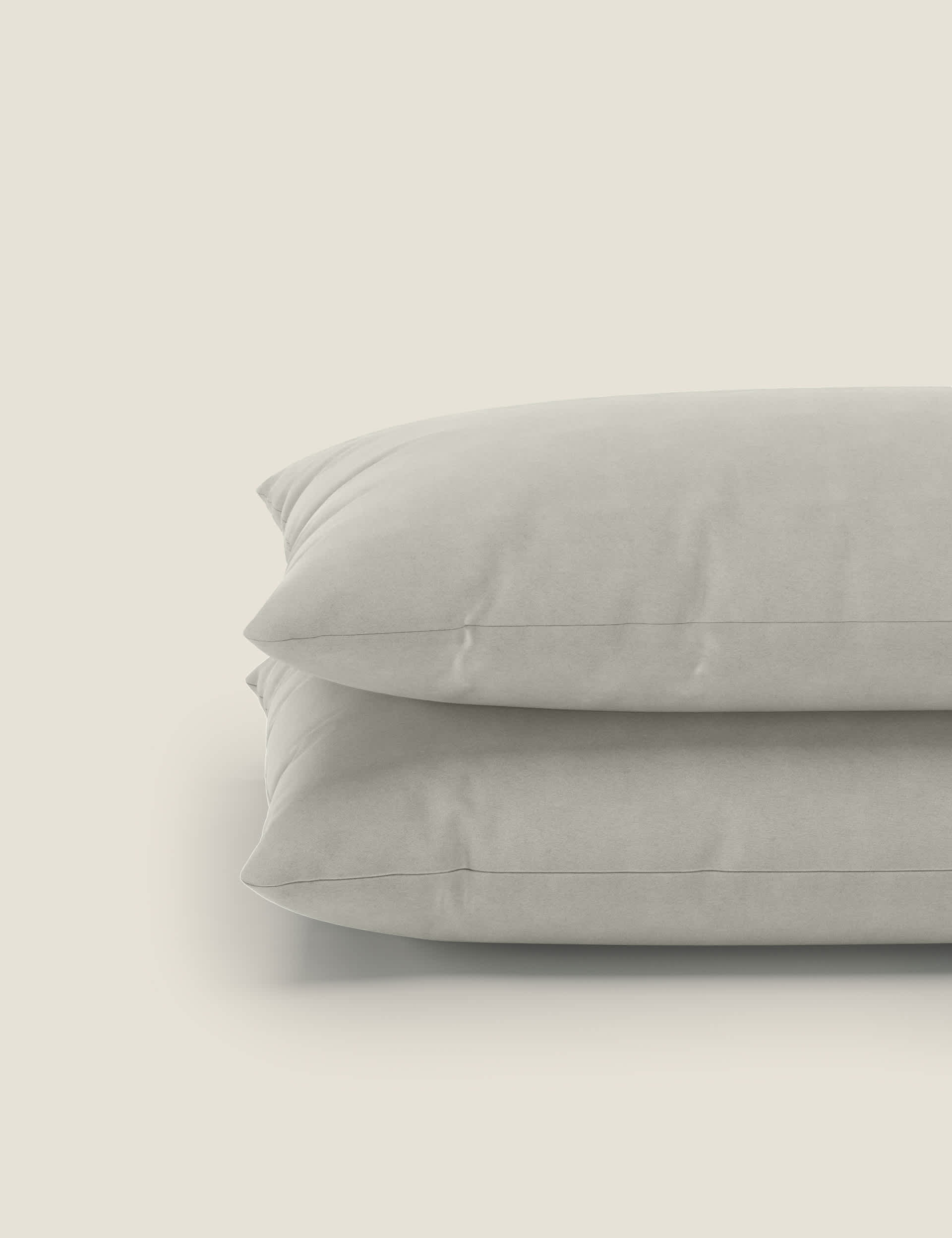 M&S Collection 2 Pack Pure Cotton 300 Thread Count Pillowcases - Light Grey, White,Light Grey