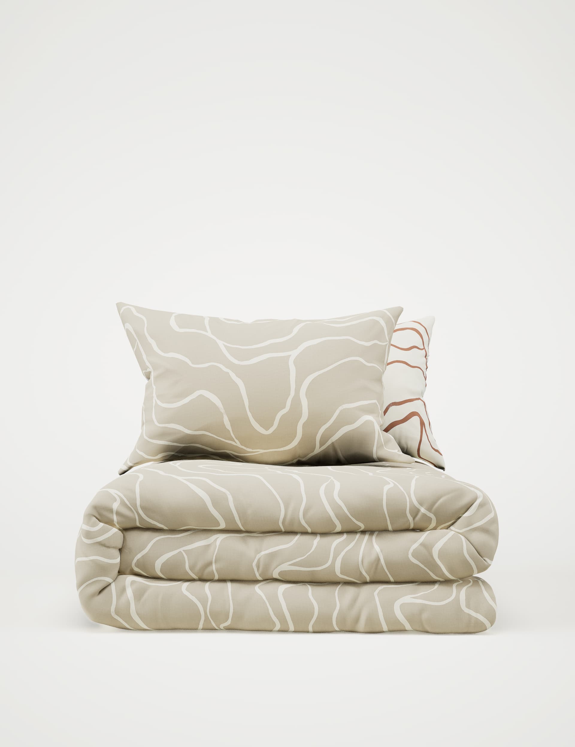 M&S Collection Cotton Blend Abstract Bedding Set - SGL - Natural Mix, Natural Mix