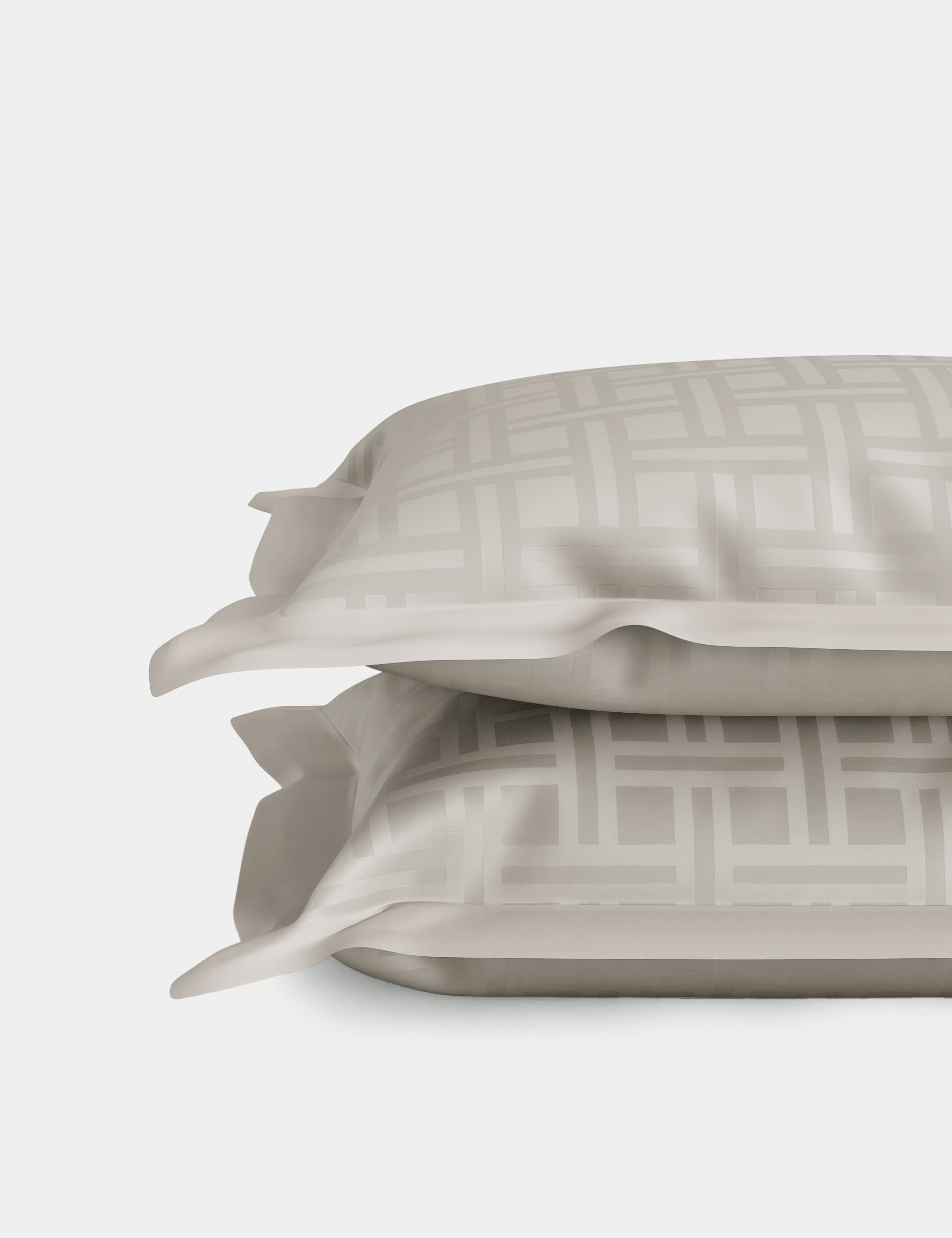 M&S X Kelly Hoppen 2 Pack Geometric Sateen Jacquard Oxford Pillowcases - Taupe, Taupe,Cream