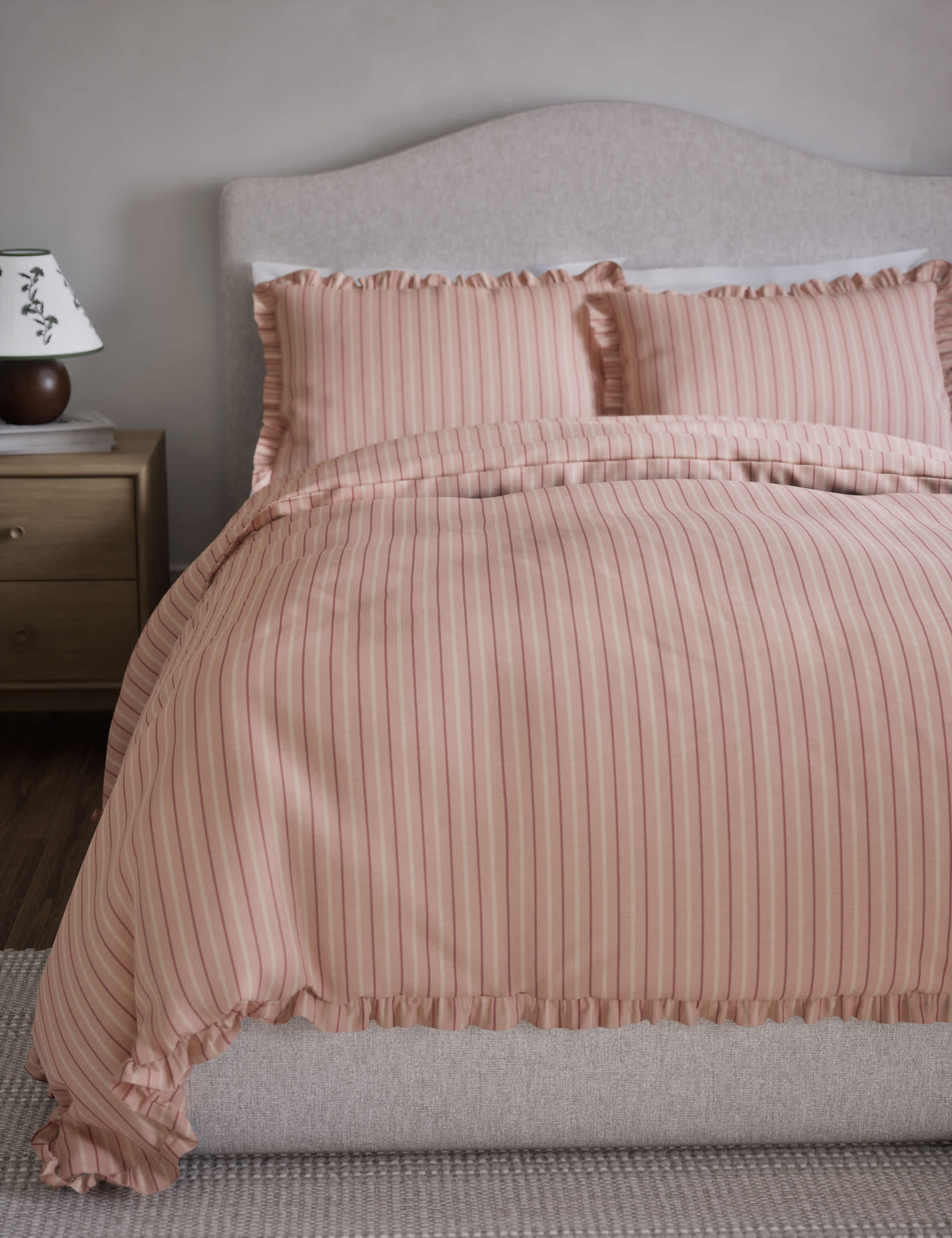 M&S Pure Cotton Striped Bedding Set - DBL - Pink Mix, Pink Mix