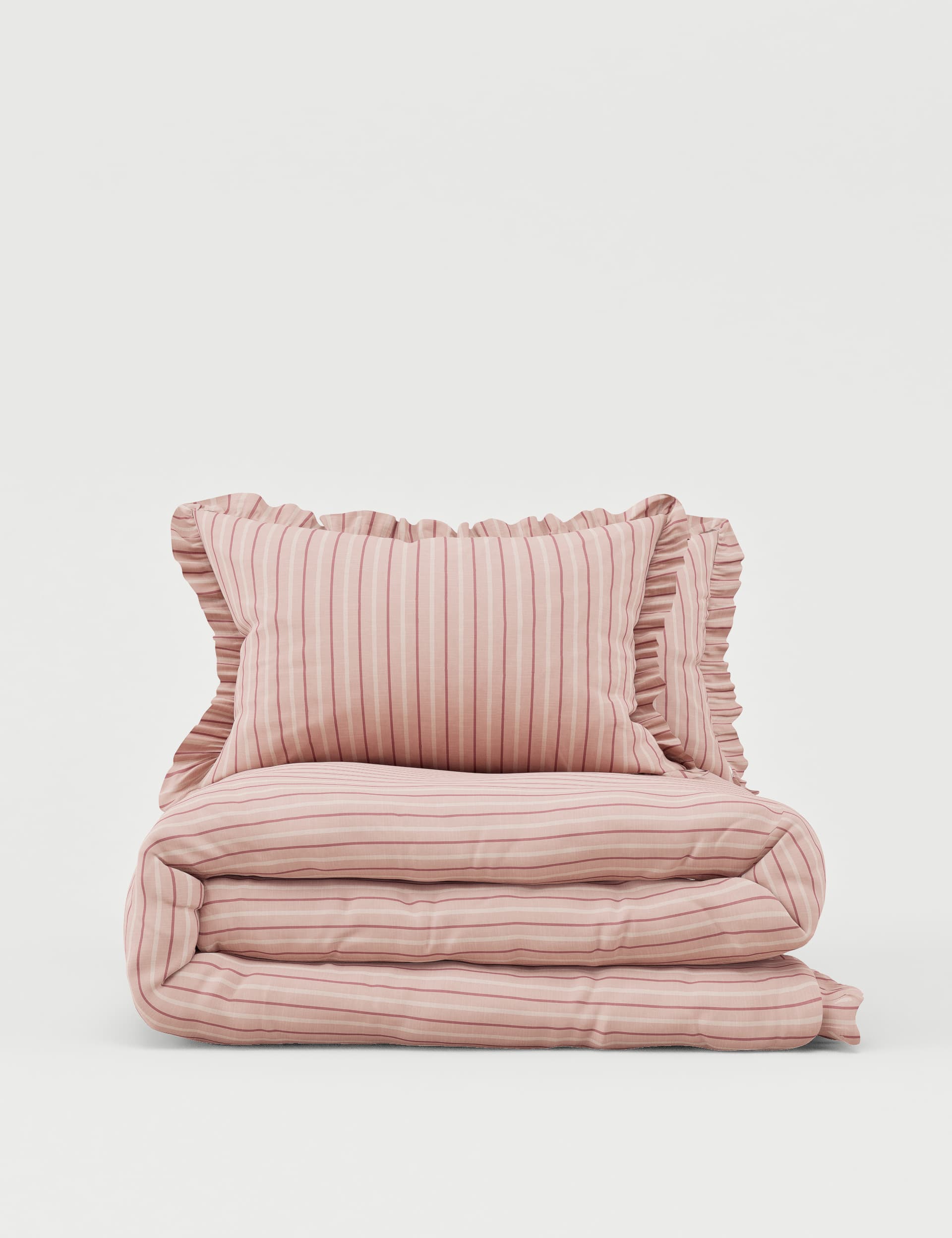 M&S Collection Pure Cotton Striped Bedding Set - SGL - Pink Mix, Pink Mix