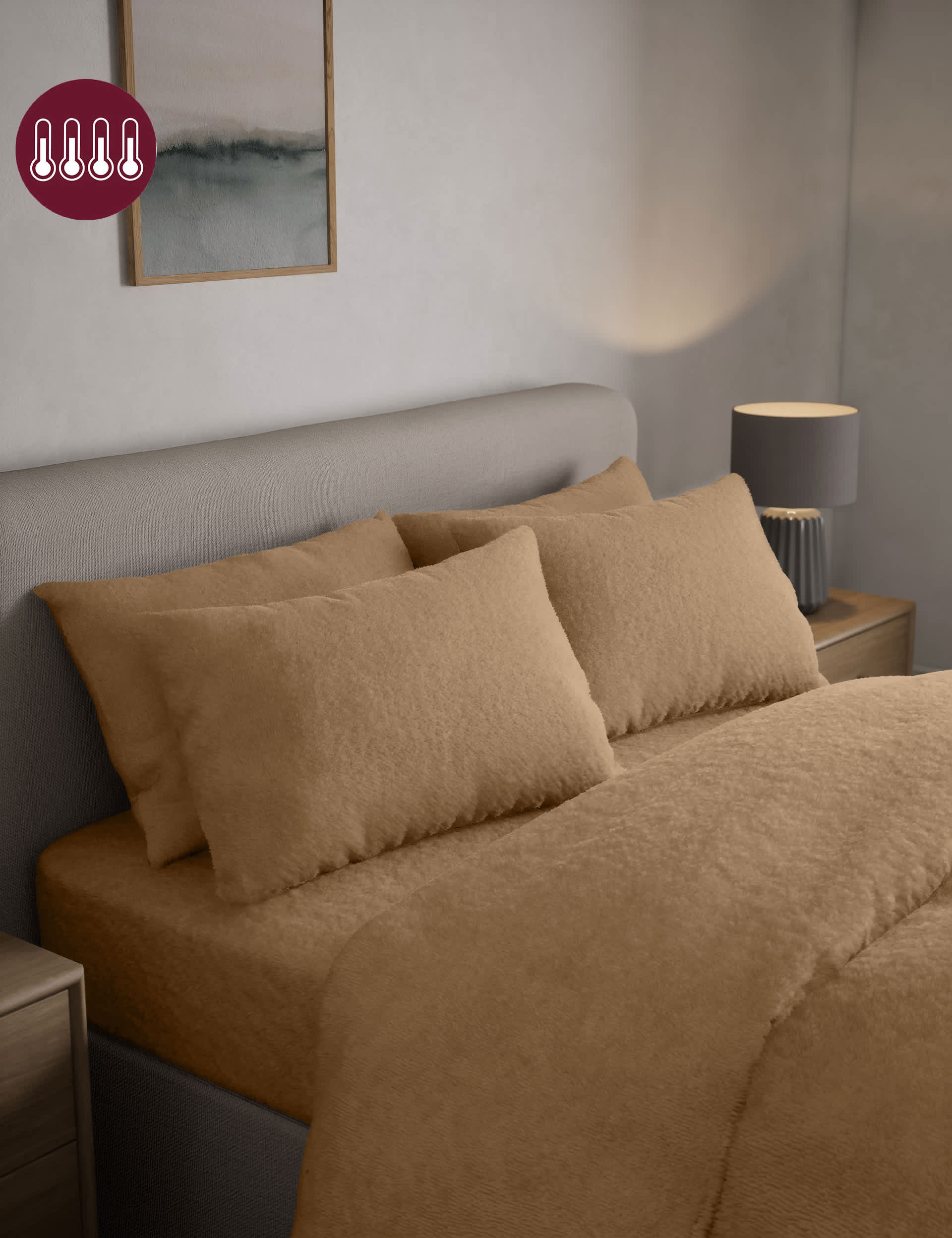 M&S 2pk Teddy Fleece Pillowcases