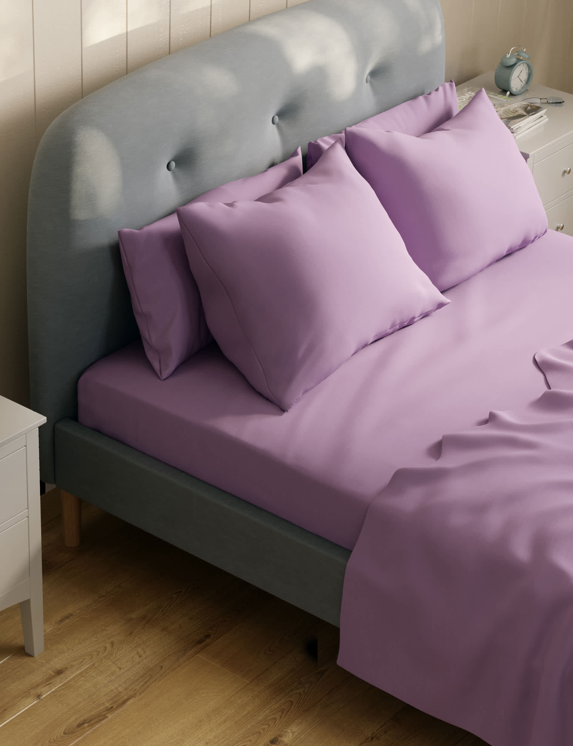 M&S Egyptian Cotton Sateen 400 Thread Count Flat Sheet - SGL - Dusted Mauve, Petrol,Dusted Mauve