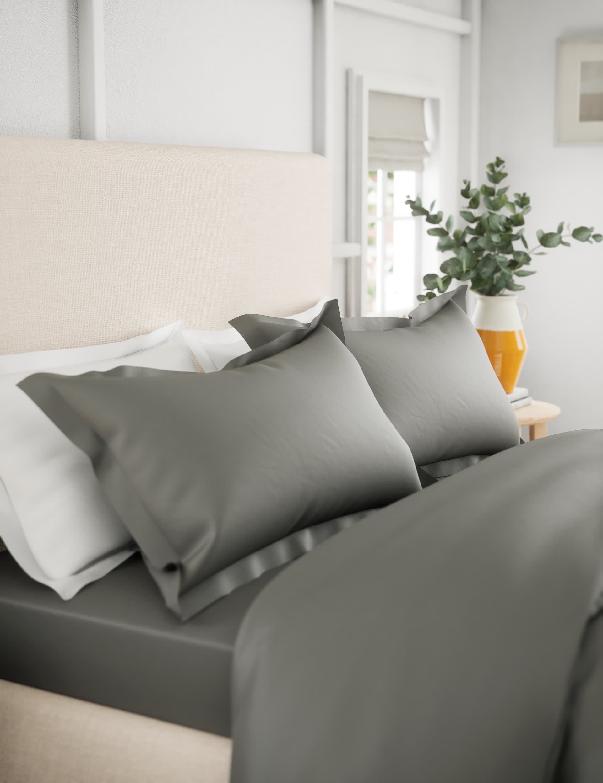 M&S 2pk Bamboo Cotton Blend Oxford Pillowcases
