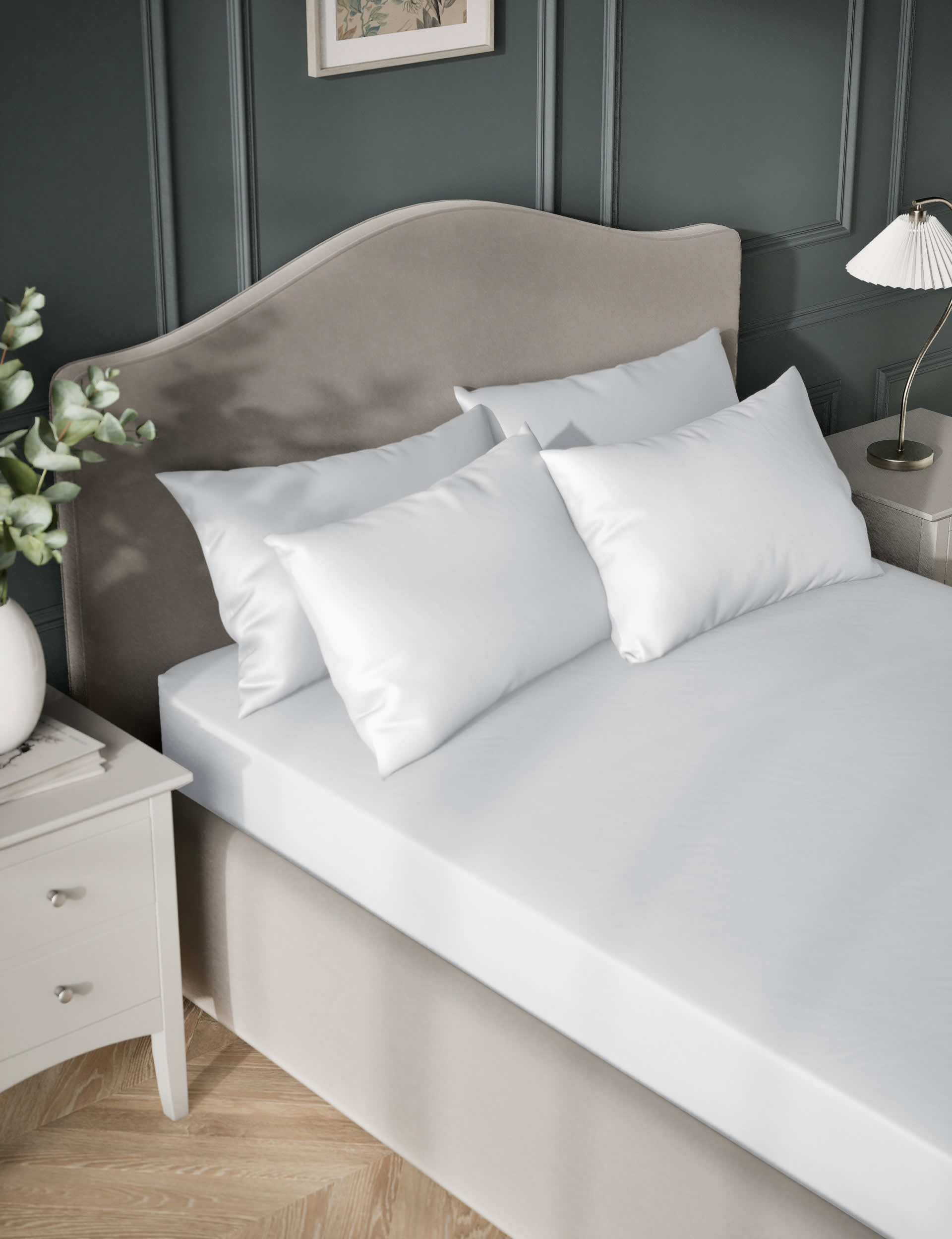 M&S Egyptian Cotton Sateen 400 Thread Count Deep Fitted Sheet - 6FT - White, Sage,Pearl Grey,Teal,Li