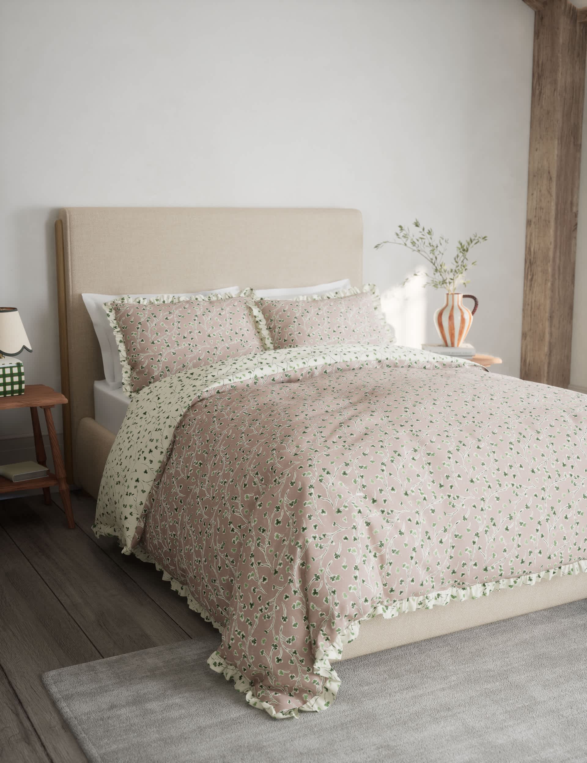 M&S Pure Cotton Clover Print Bedding Set