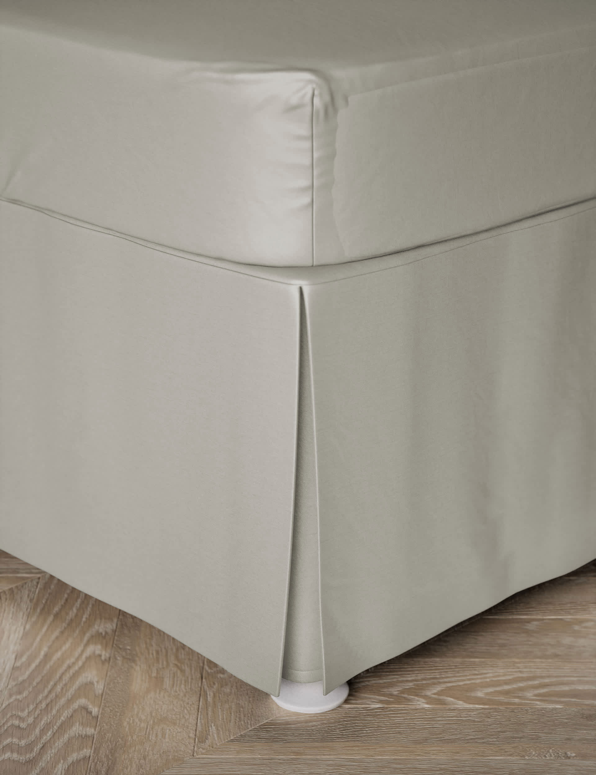 M&S Pure Cotton Sateen 400 Thread Count Base Valance Sheet - DBL - Pearl Grey, Pearl Grey