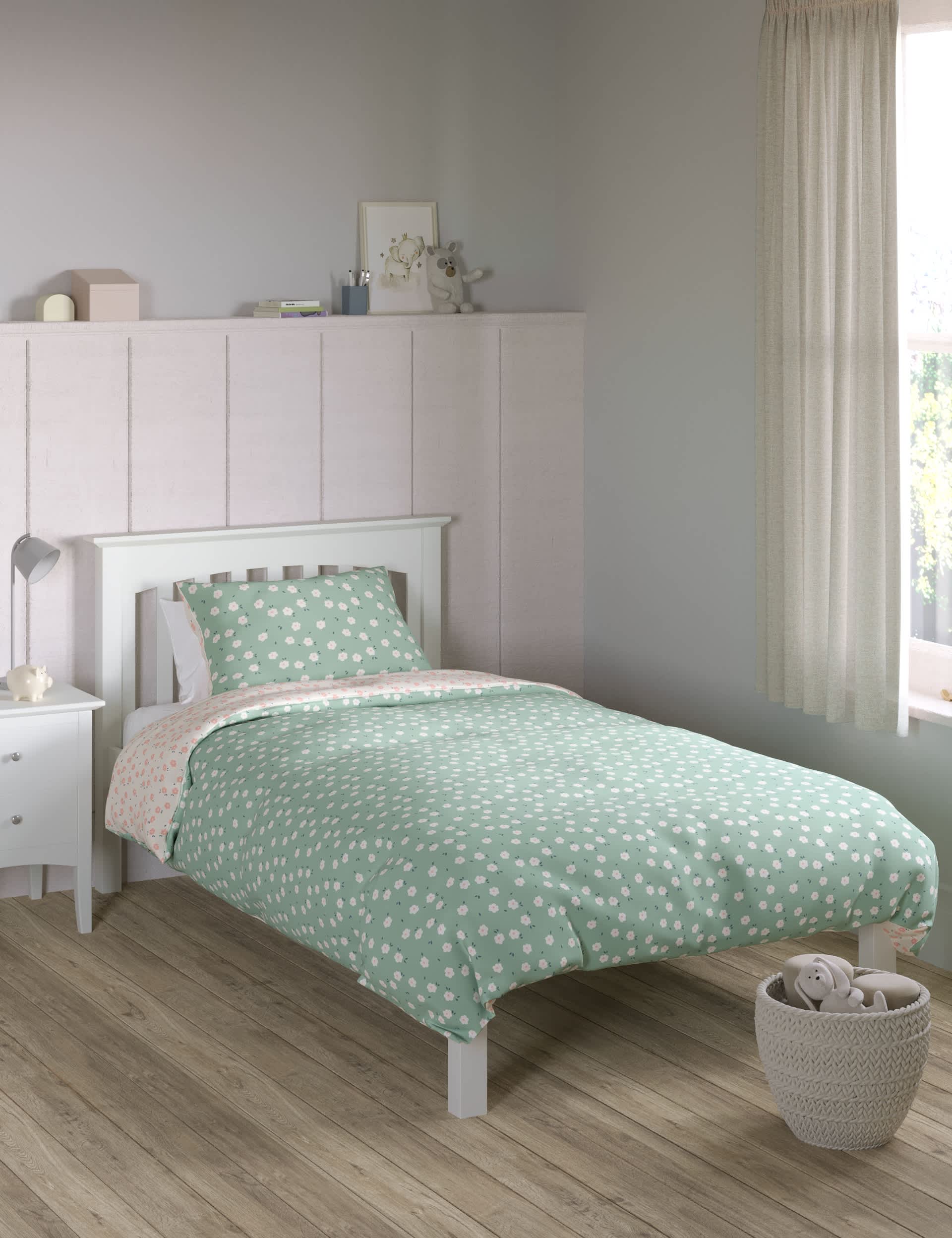 M&S Floral Cotton Blend Bedding Set