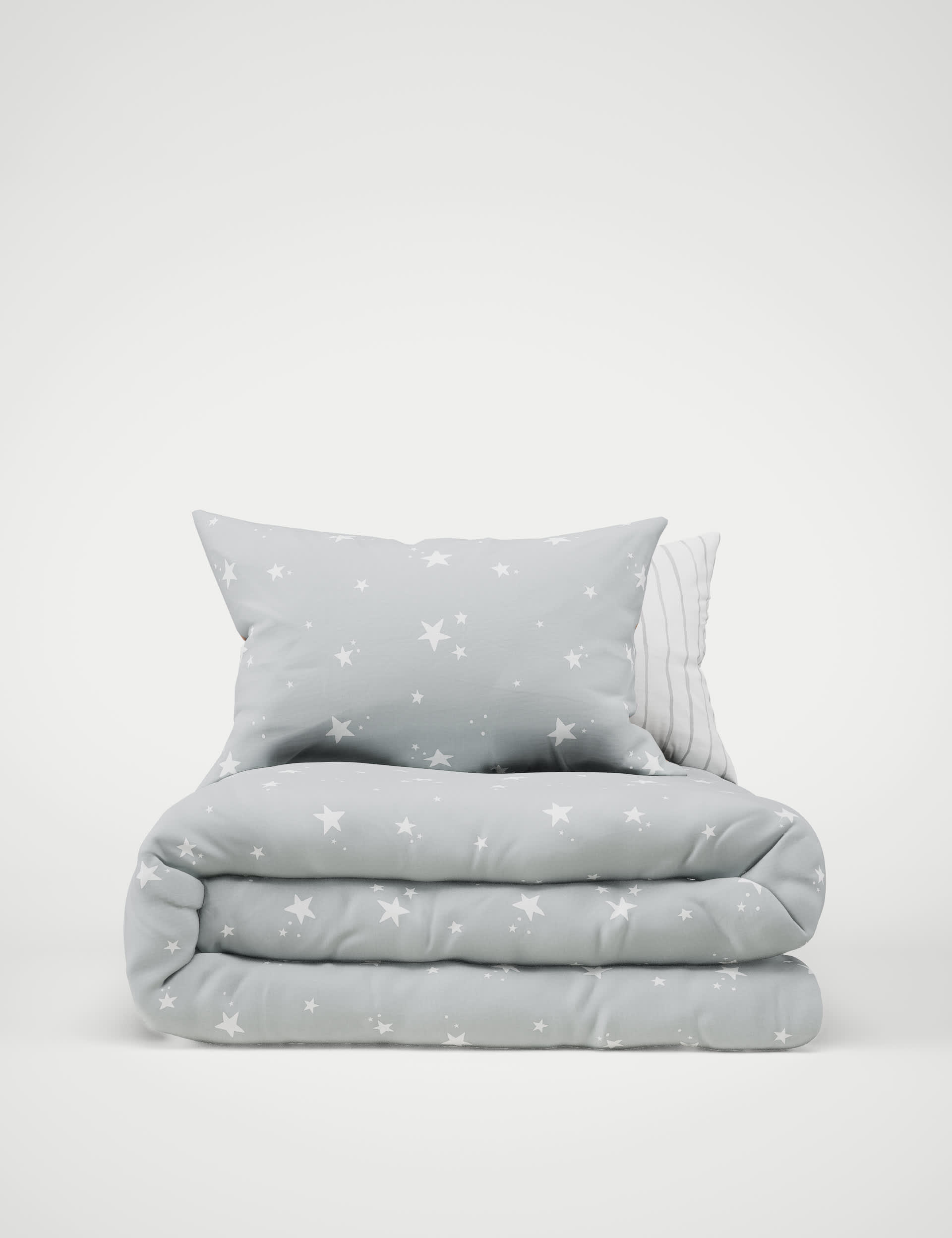 M&S Collection Lyocell Rich Ditsy Stars Bedding Set - SGL - Light Grey, Light Grey