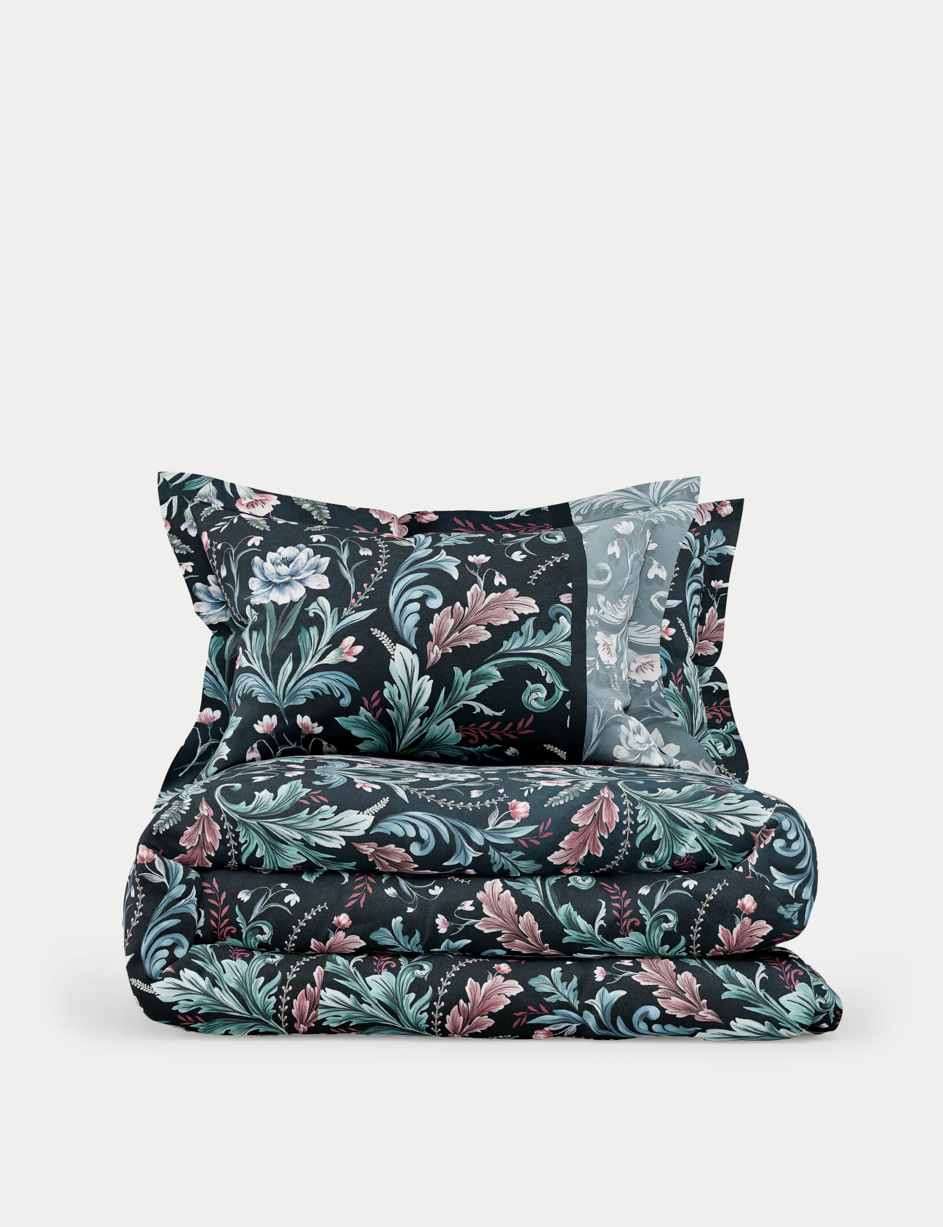 M&S Collection Pure Cotton Winter Floral Bedding Set - DBL - Navy Mix, Navy Mix