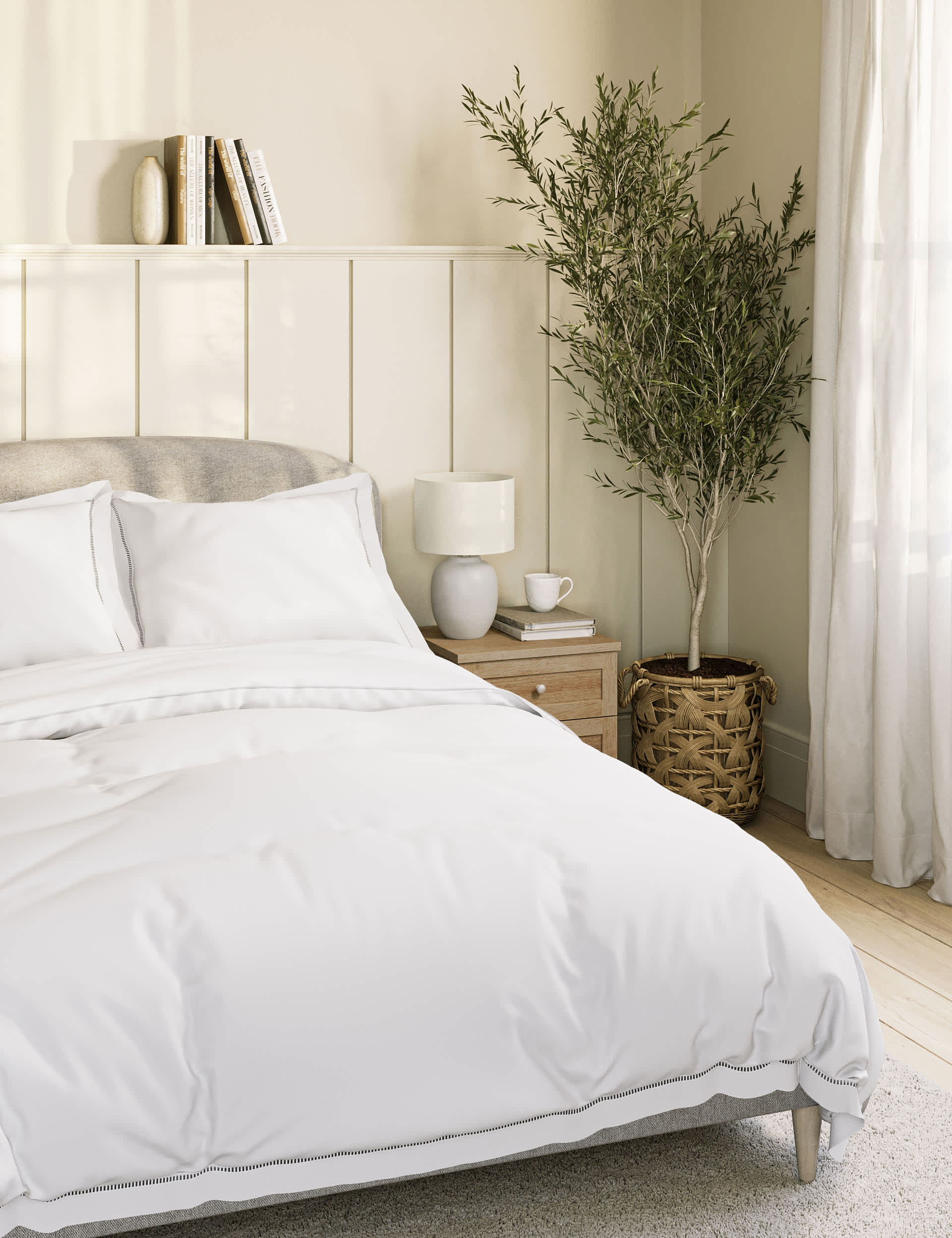 M&S Pure Cotton Ladder Stitch Bedding Set