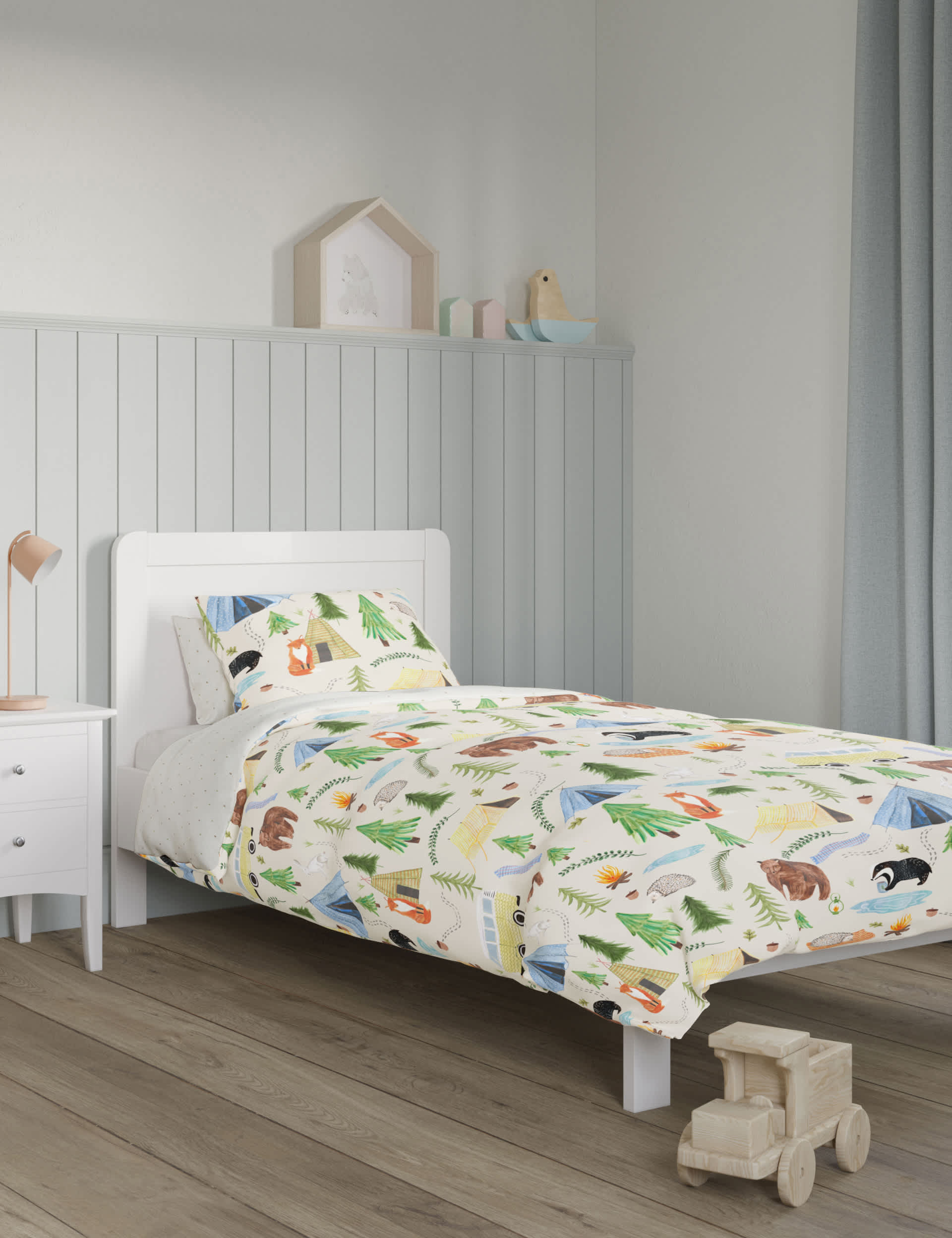 M&S Woodland Cotton Blend Bedding Set - SGL - Natural Mix, Natural Mix