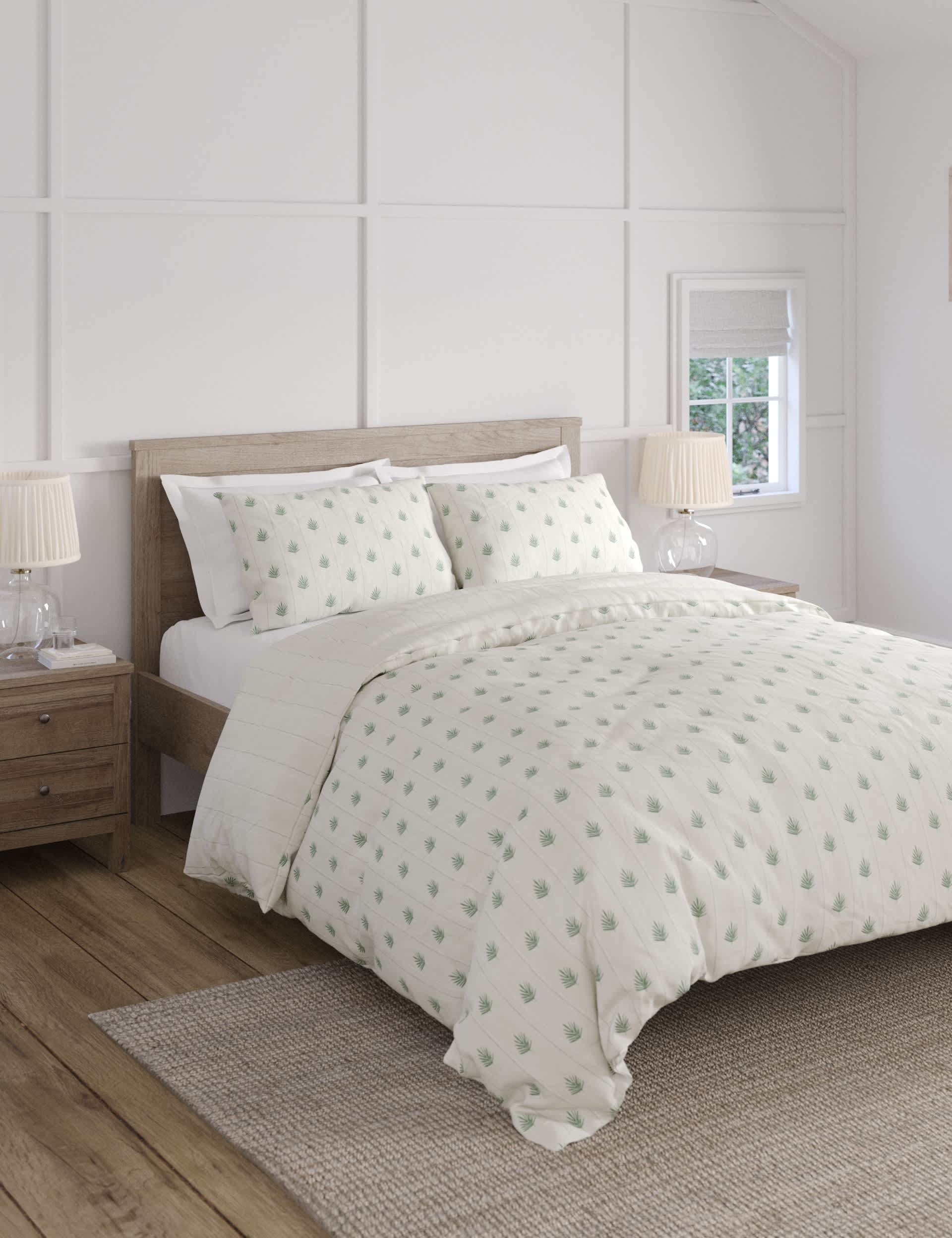 M&S Cotton Blend Leaf Bedding Set