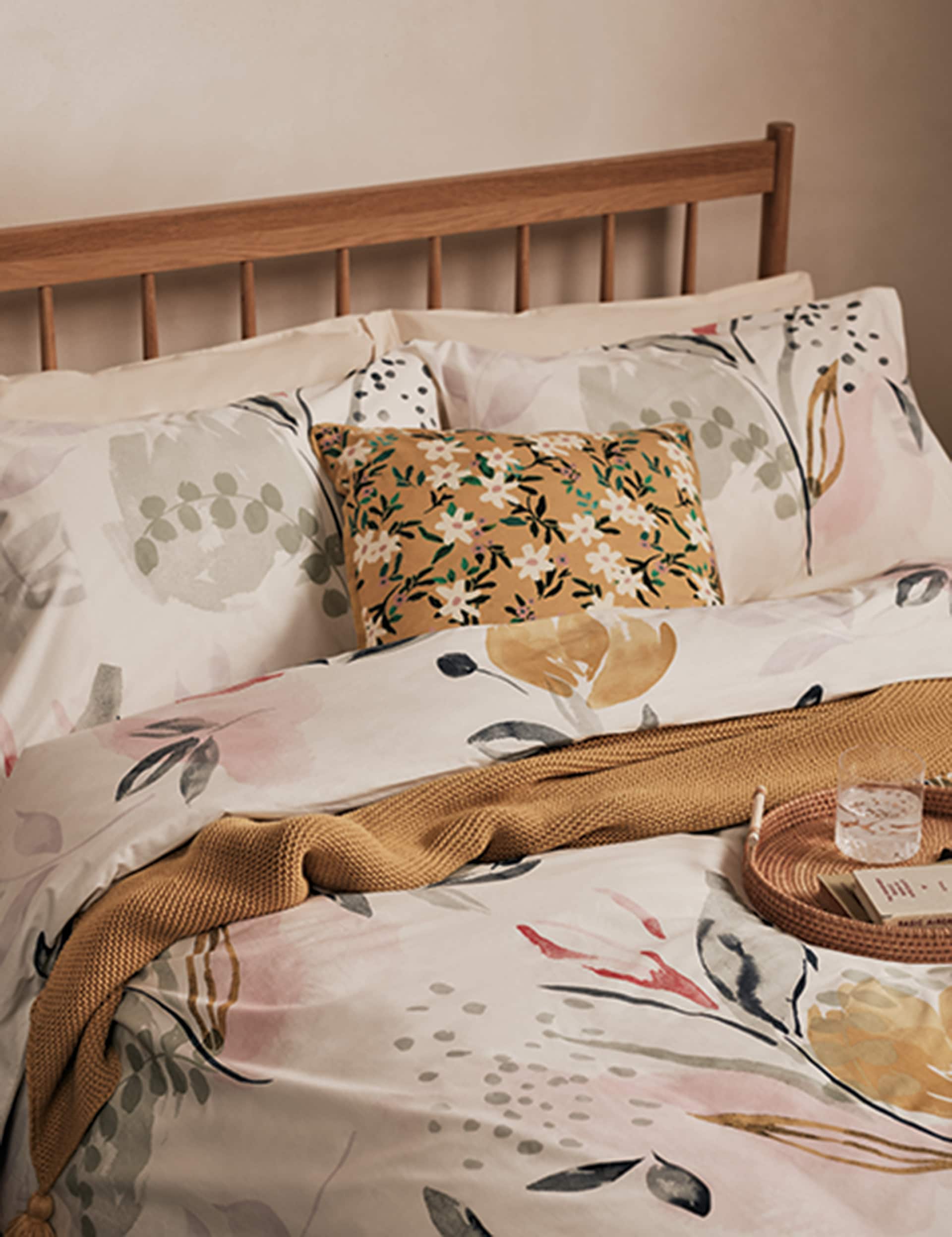 M&S Pure Cotton Abstract Leaf Bedding Set