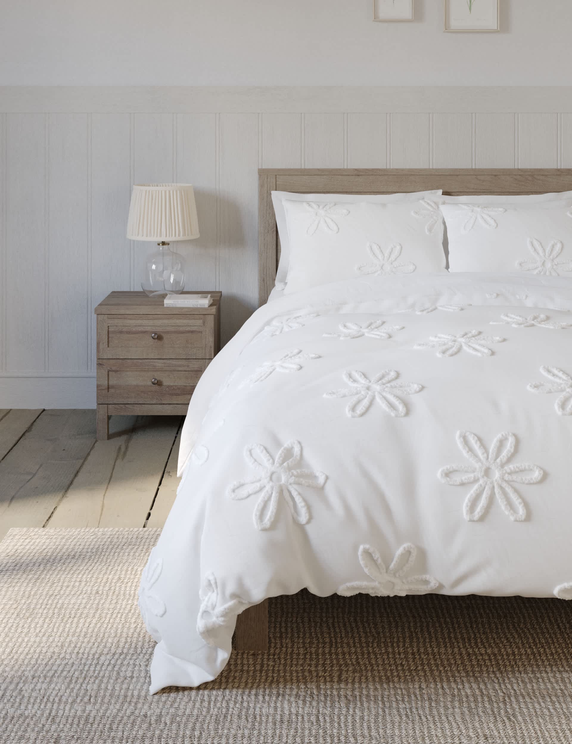 M&S Pure Cotton Tufted Floral Bedding Set