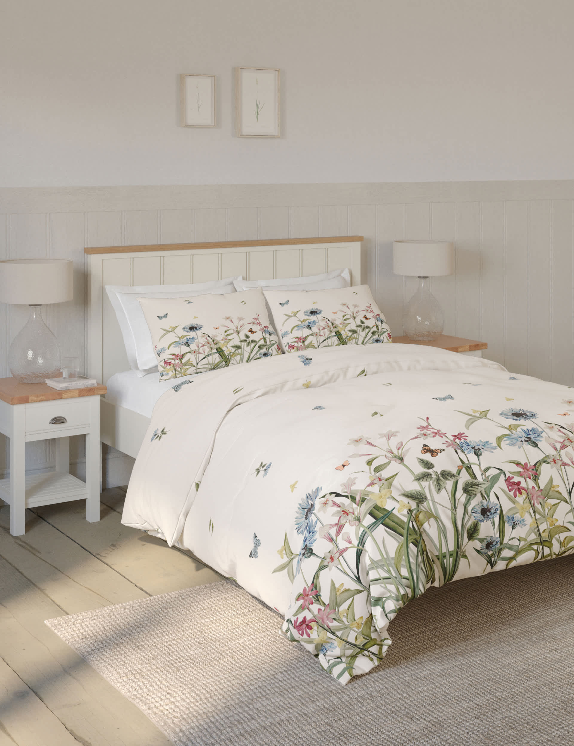 M&S Pure Cotton Floral Bedding Set
