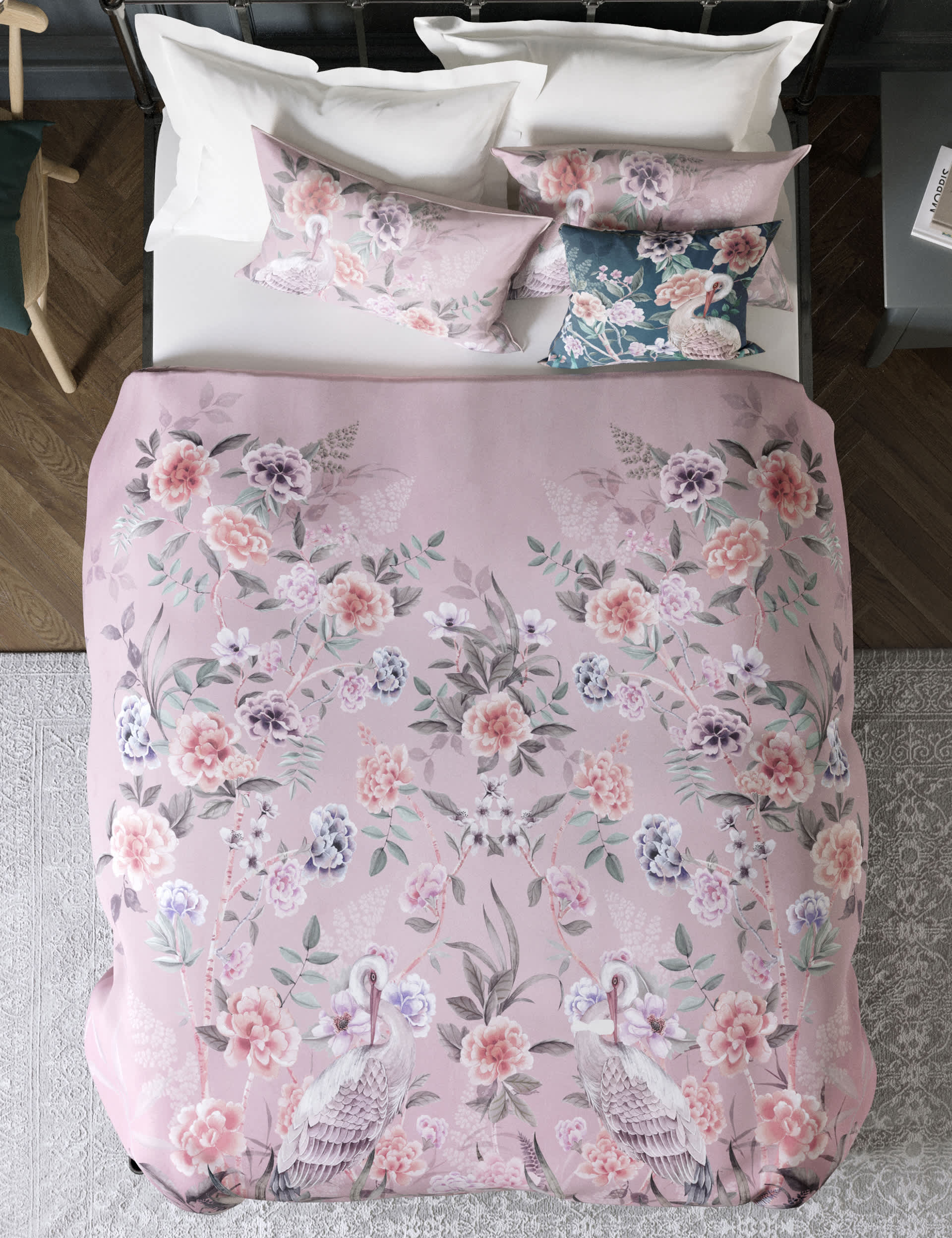 M&S Flora Chinoiserie Sateen Bedding Set - DBL - Pink Mix, Pink Mix