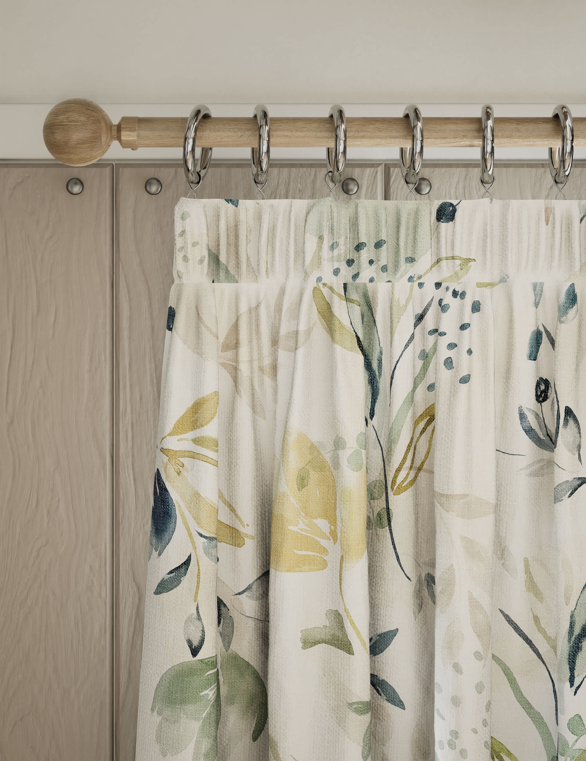 M&S Watercolour Floral Pencil Pleat Curtains
