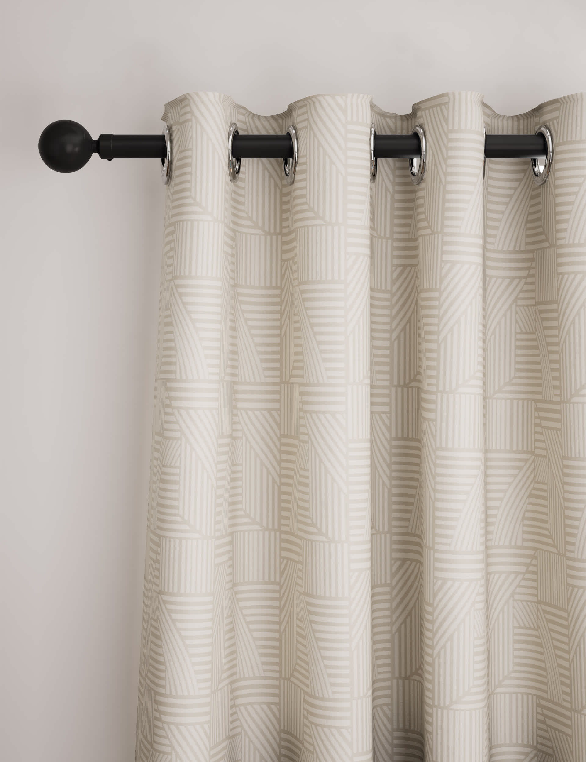 M&S Jacquard Striped Eyelet Curtains - EW90 - Neutral, Neutral