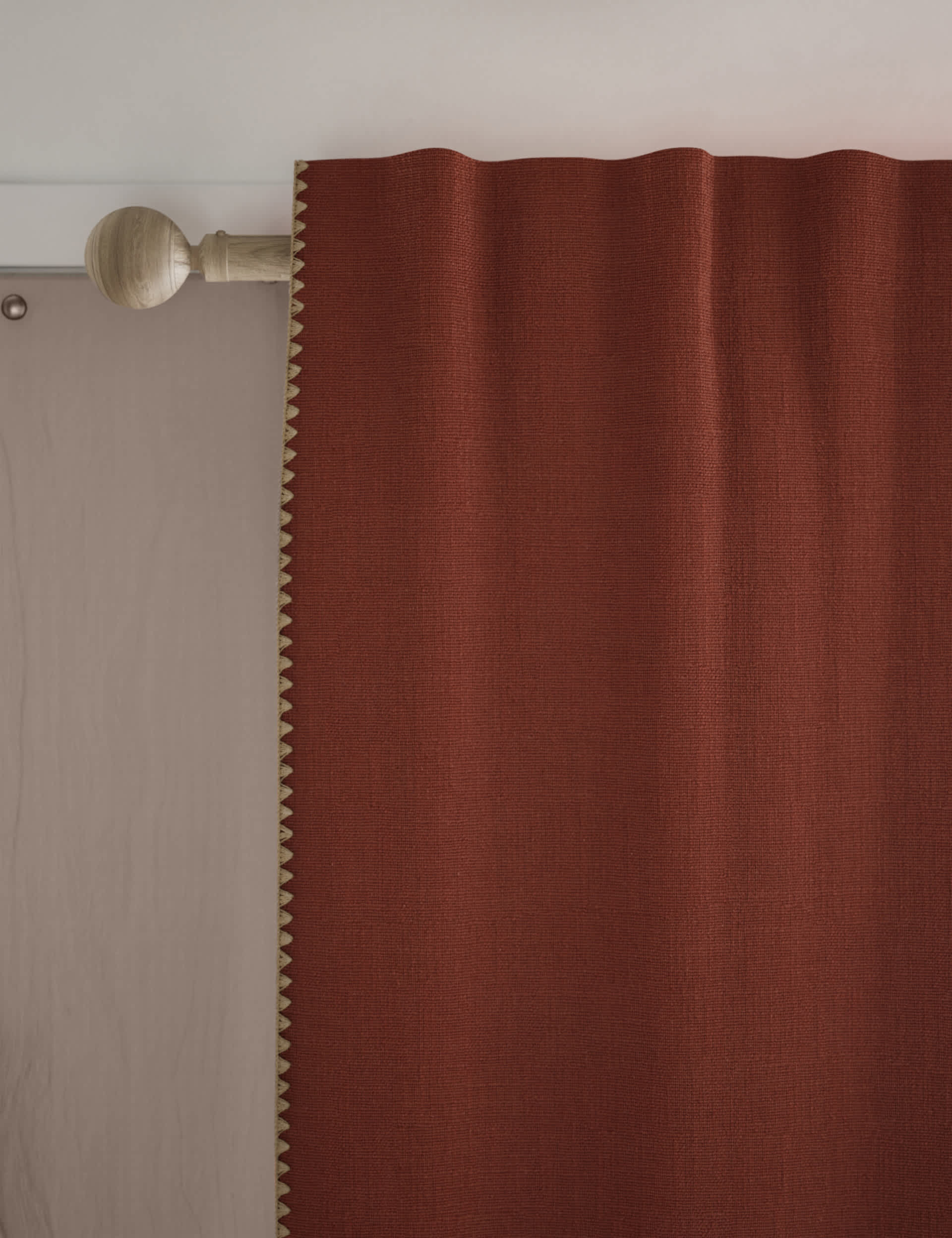 M&S Pure Cotton Embroidered Multiway Curtains - EW90 - Rust, Rust