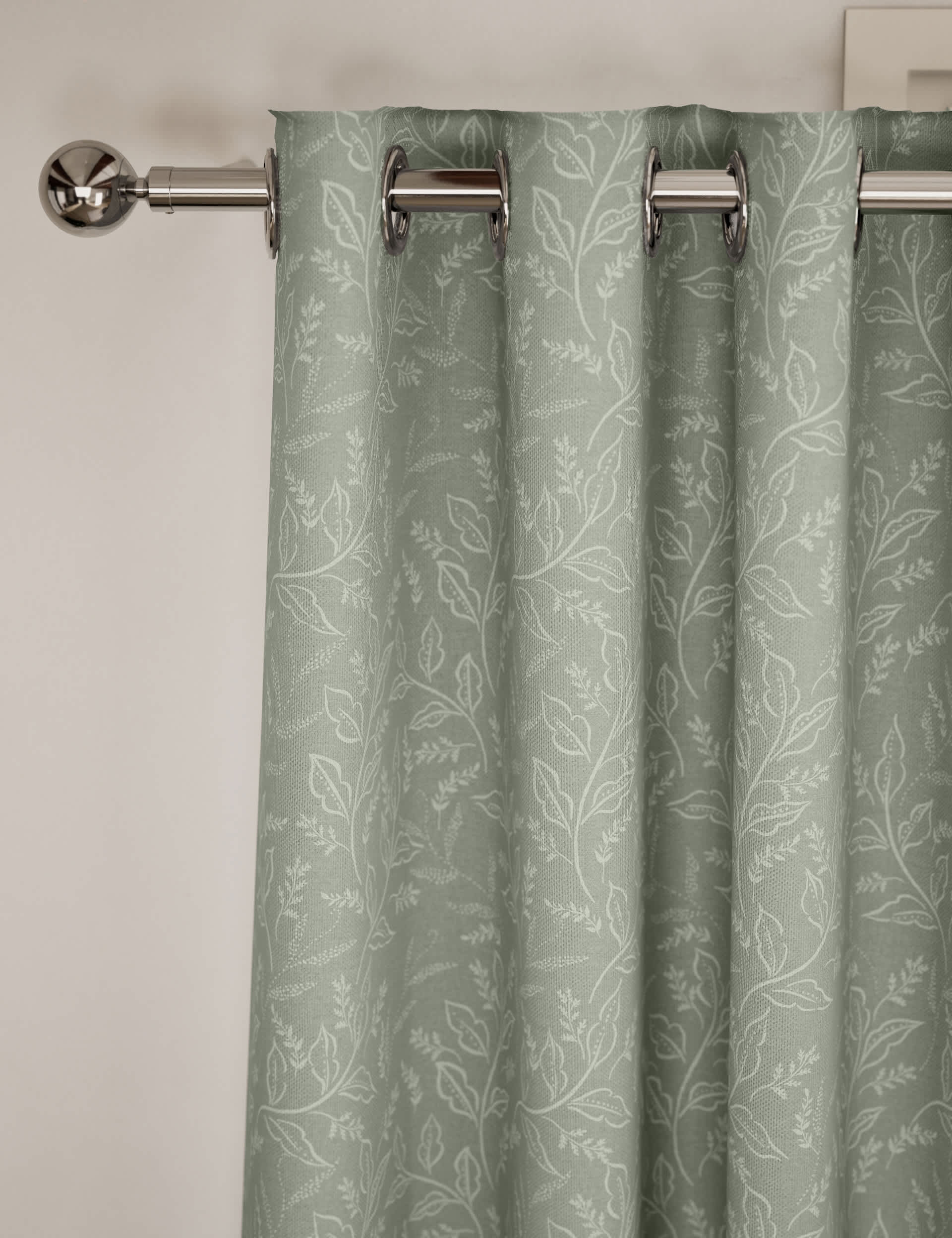 M&S Pure Cotton Floral Eyelet Curtains - EW90 - Light Blue Mix, Light Grey Mix,Light Blue Mix