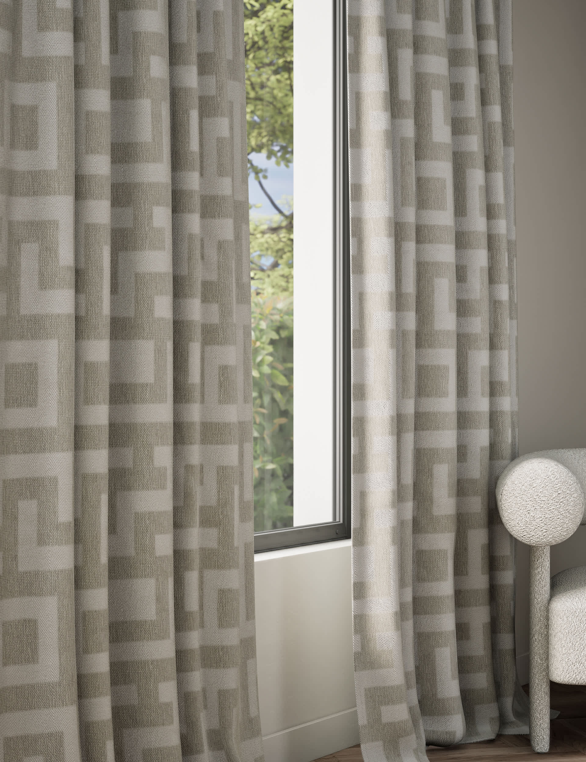 M&S X Kelly Hoppen Geometric Multiway Curtains - WDR72 - Grey Mix, Grey Mix,Taupe Mix