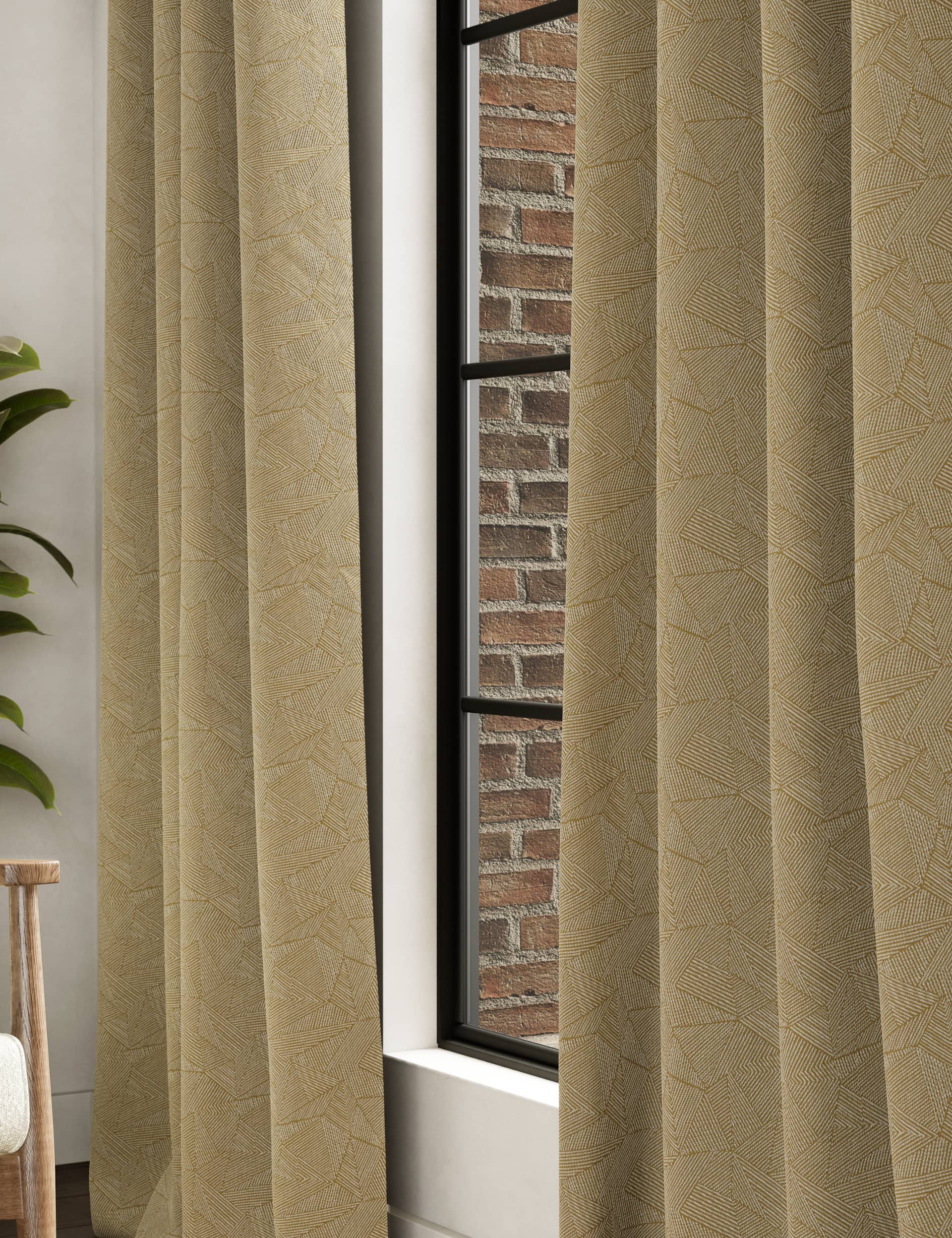 M&S Collection Cotton Rich Geometric Eyelet Curtains - WDR90 - Dark Bronze, Dark Bronze