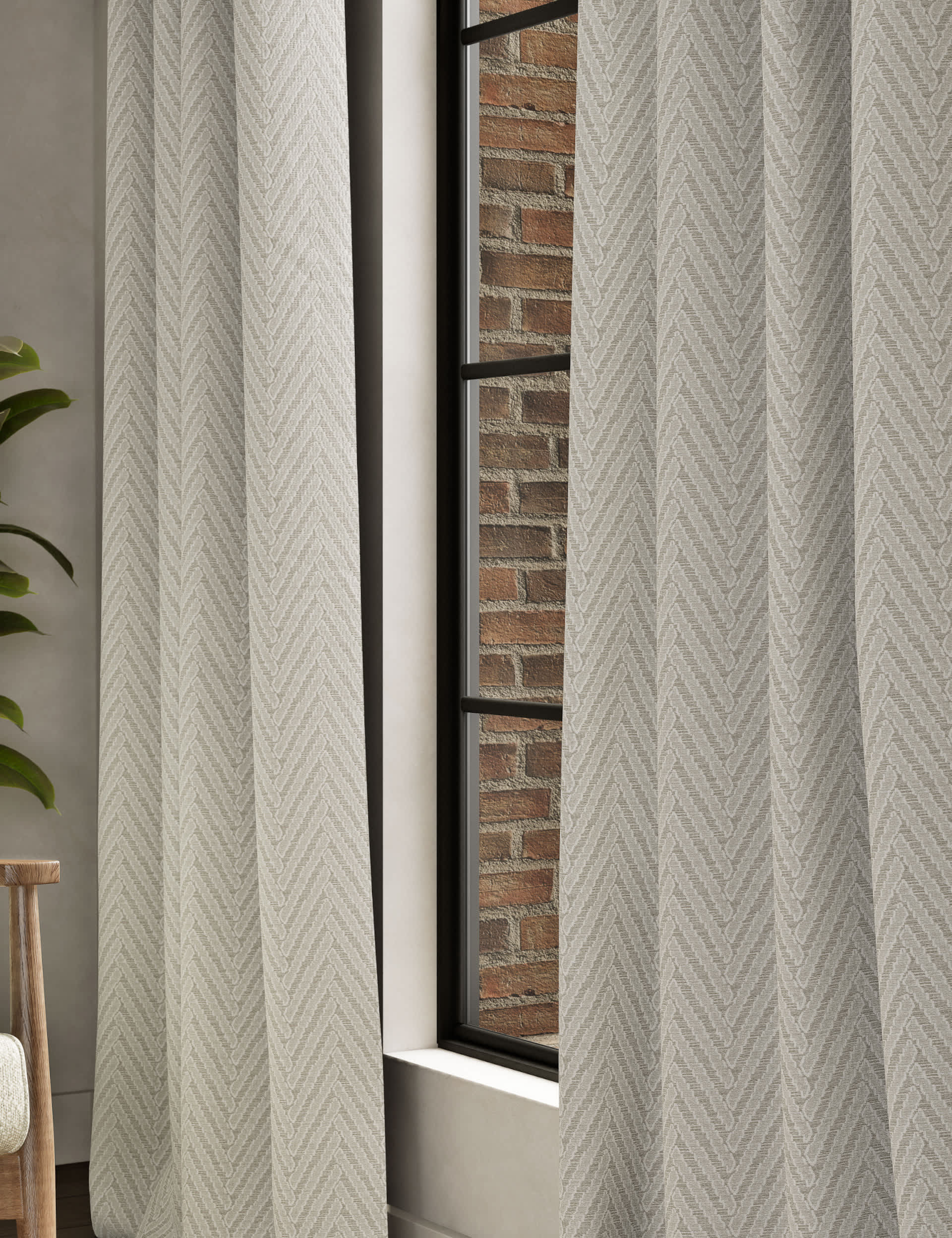 M&S Collection Textured Herringbone Eyelet Curtains - WDR54 - Light Grey Mix, Light Grey Mix