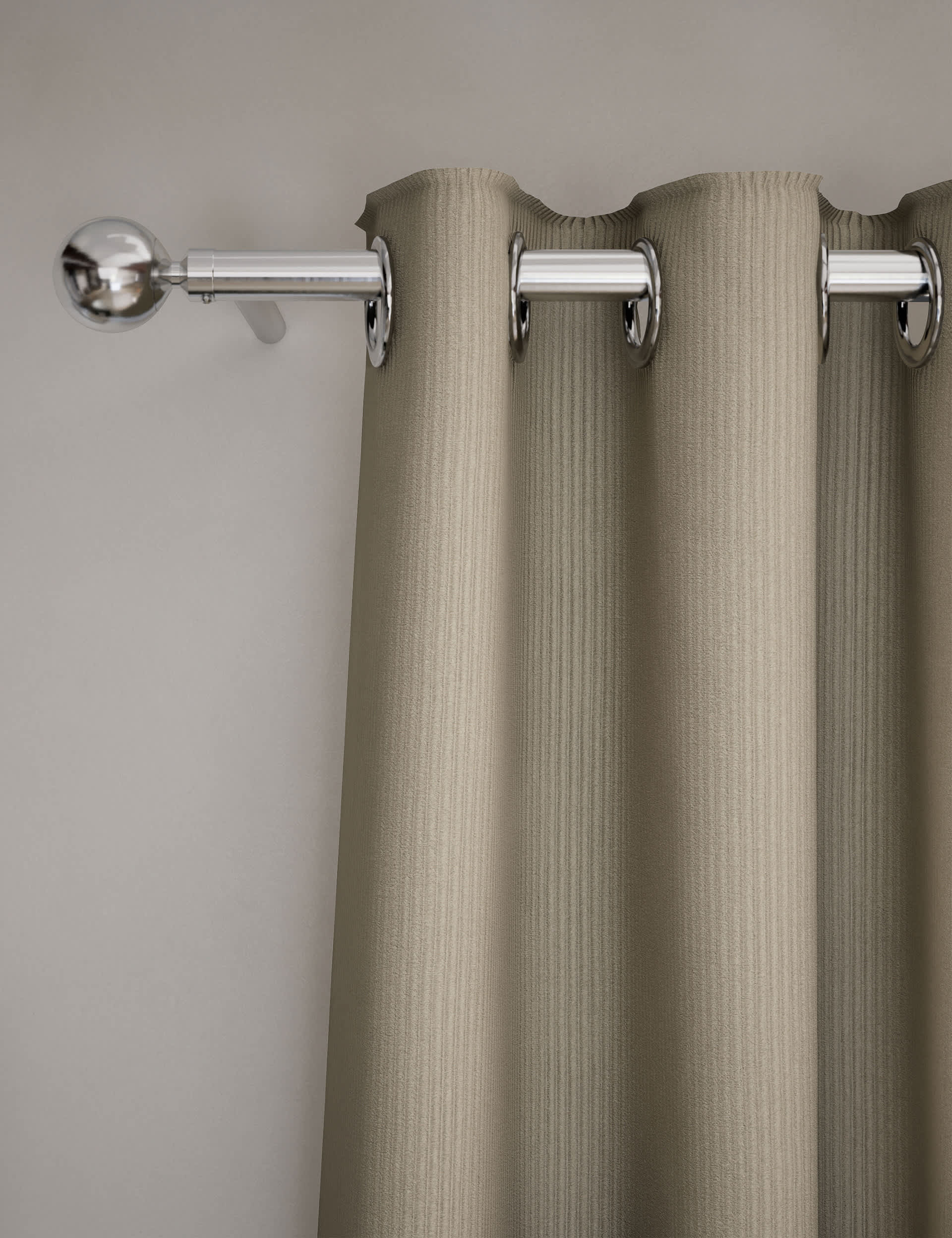 M&S Velvet Ribbed Eyelet Blackout Curtains - NAR54 - Champagne, Champagne,Forest Green