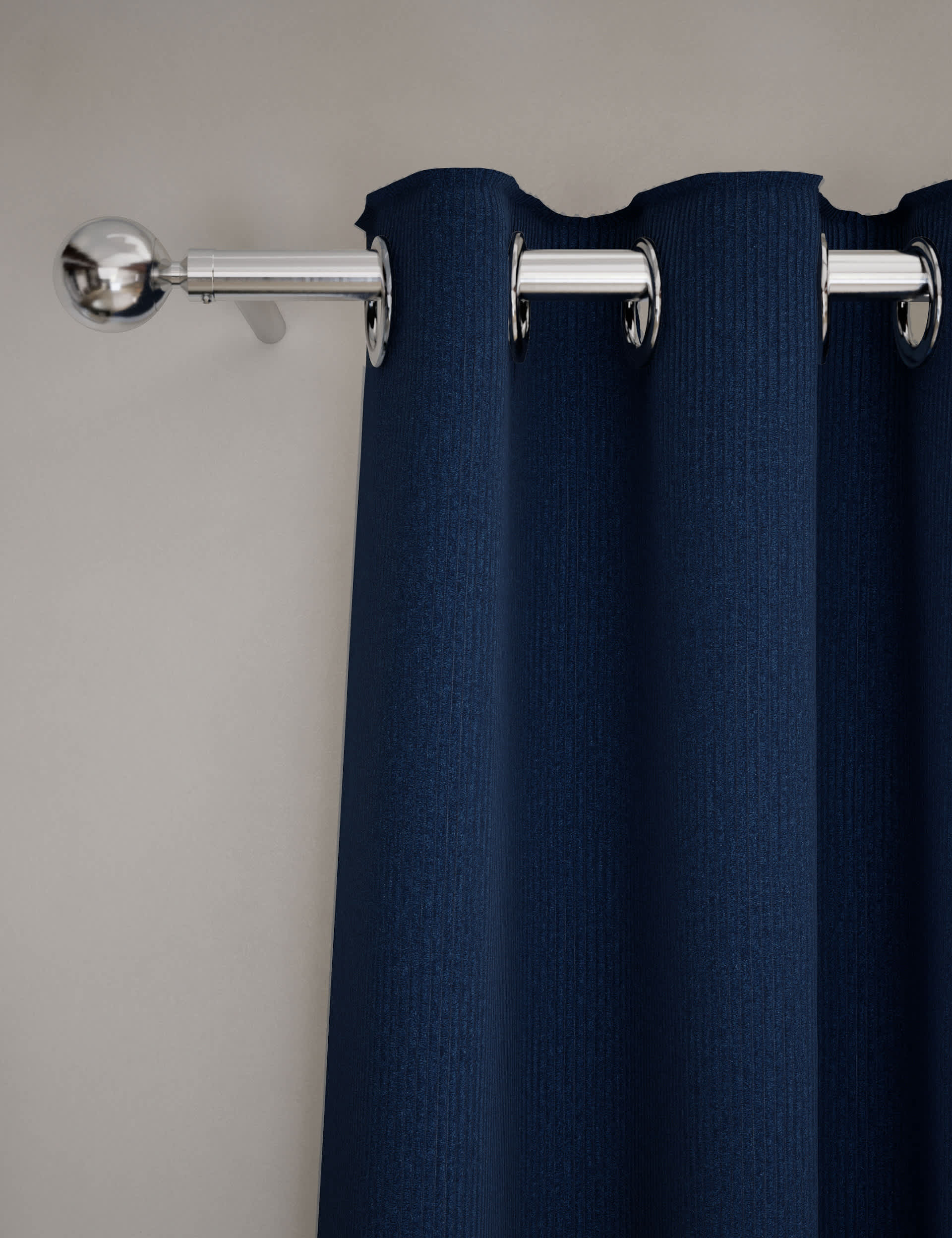 M&S Velvet Ribbed Eyelet Blackout Curtains - EW90 - Navy, Champagne,Forest Green,Navy