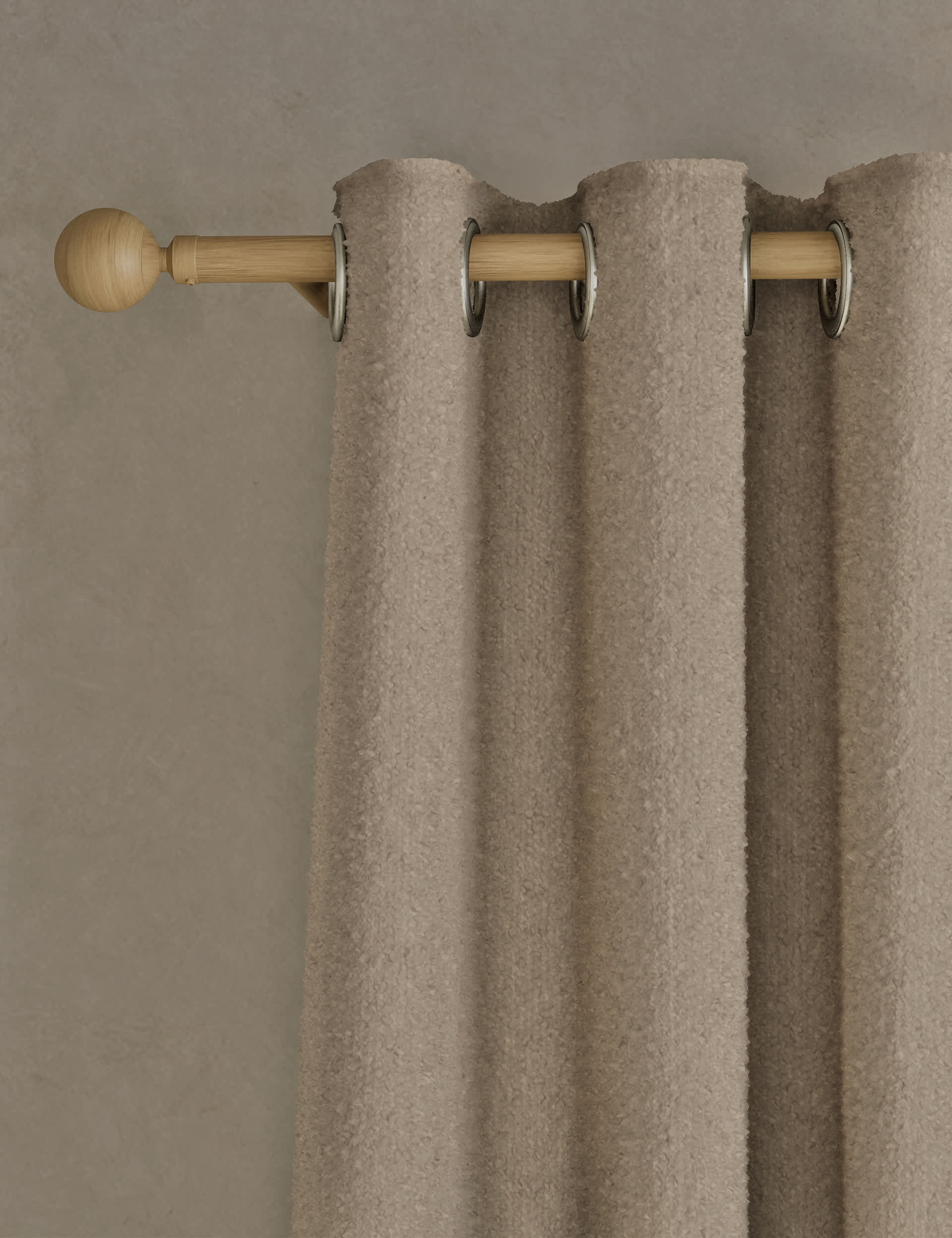 M&S Boucl Eyelet Curtains - NAR54 - Taupe, Rust,Khaki,Ecru,Taupe