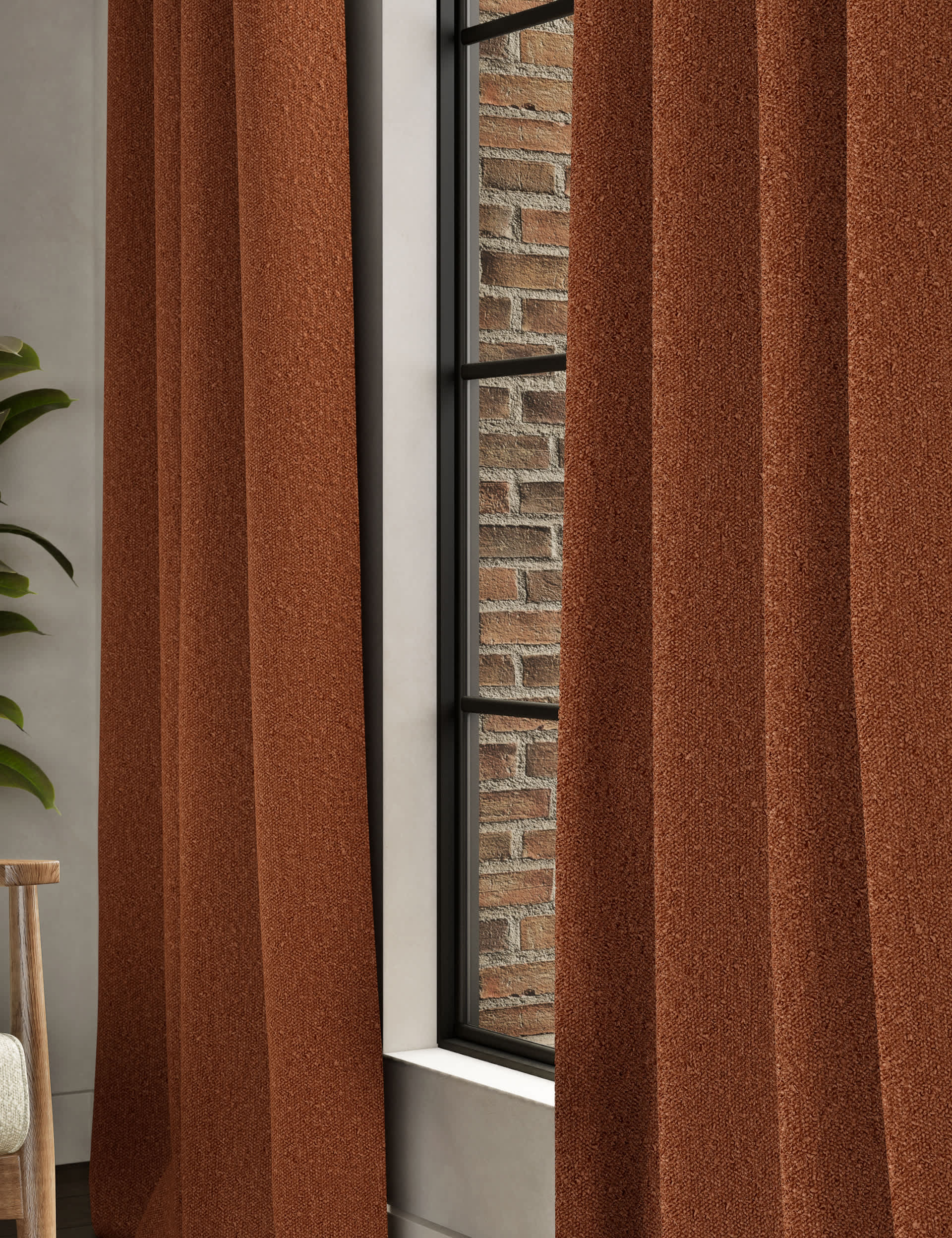 M&S Collection Boucl Eyelet Curtains - NAR54 - Rust, Rust,Taupe