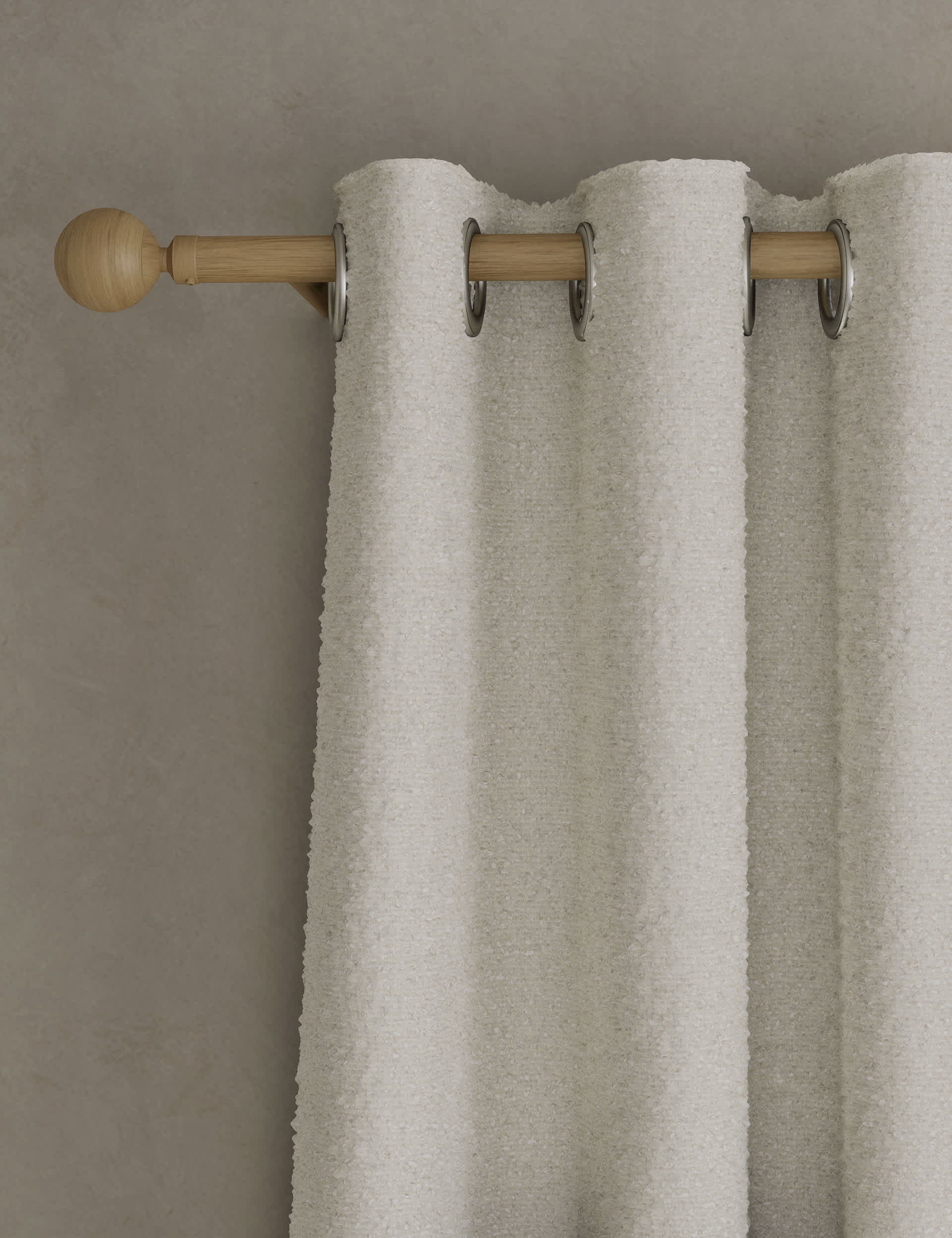 M&S Boucle Marl Eyelet Curtains - EW90 - Cream Mix, Grey Mix,Cream Mix