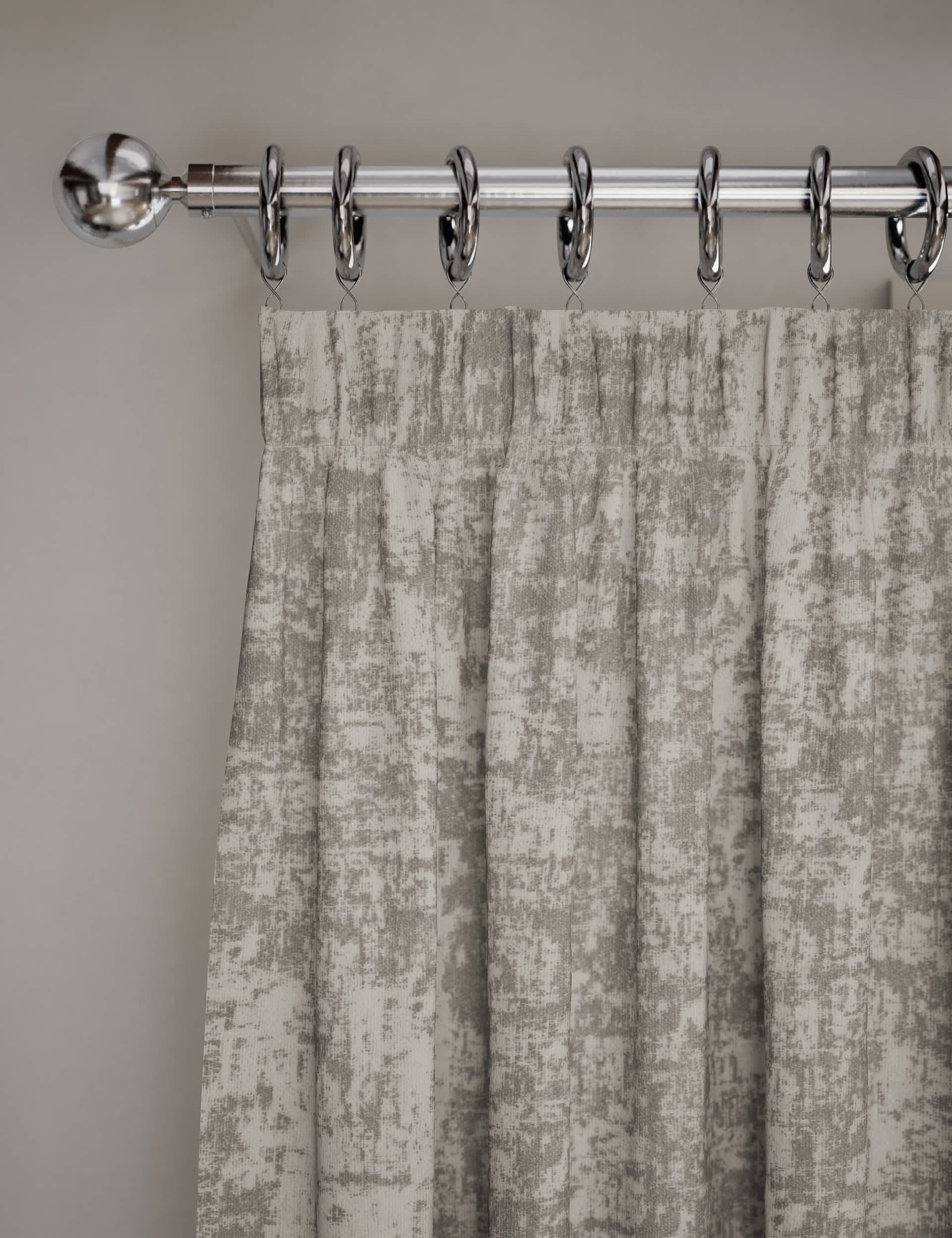 M&S Tonal Textured Pencil Pleat Curtains - NAR54 - Grey Mix, Grey Mix