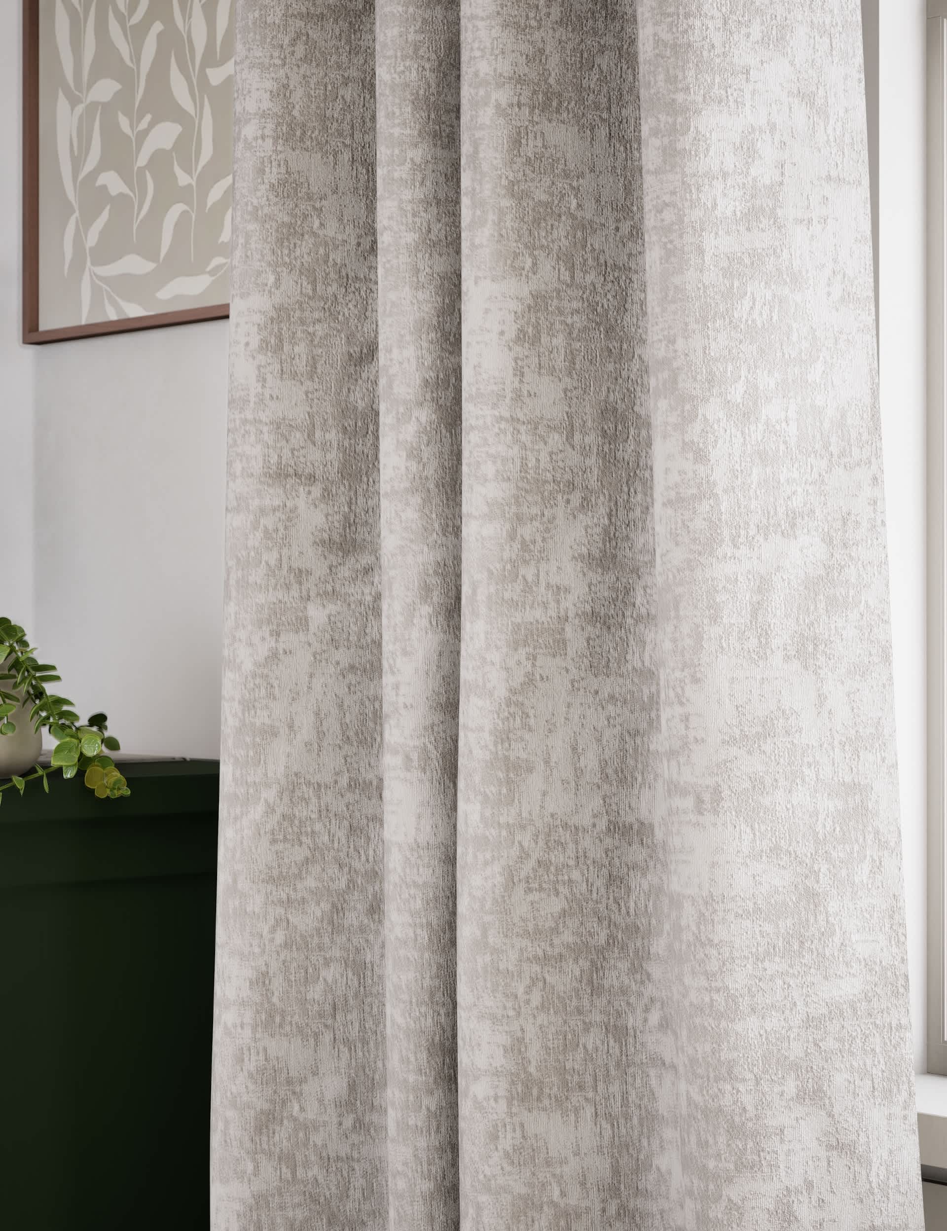 M&S Collection Tonal Textured Eyelet Curtains - WDR54 - Grey Mix, Grey Mix