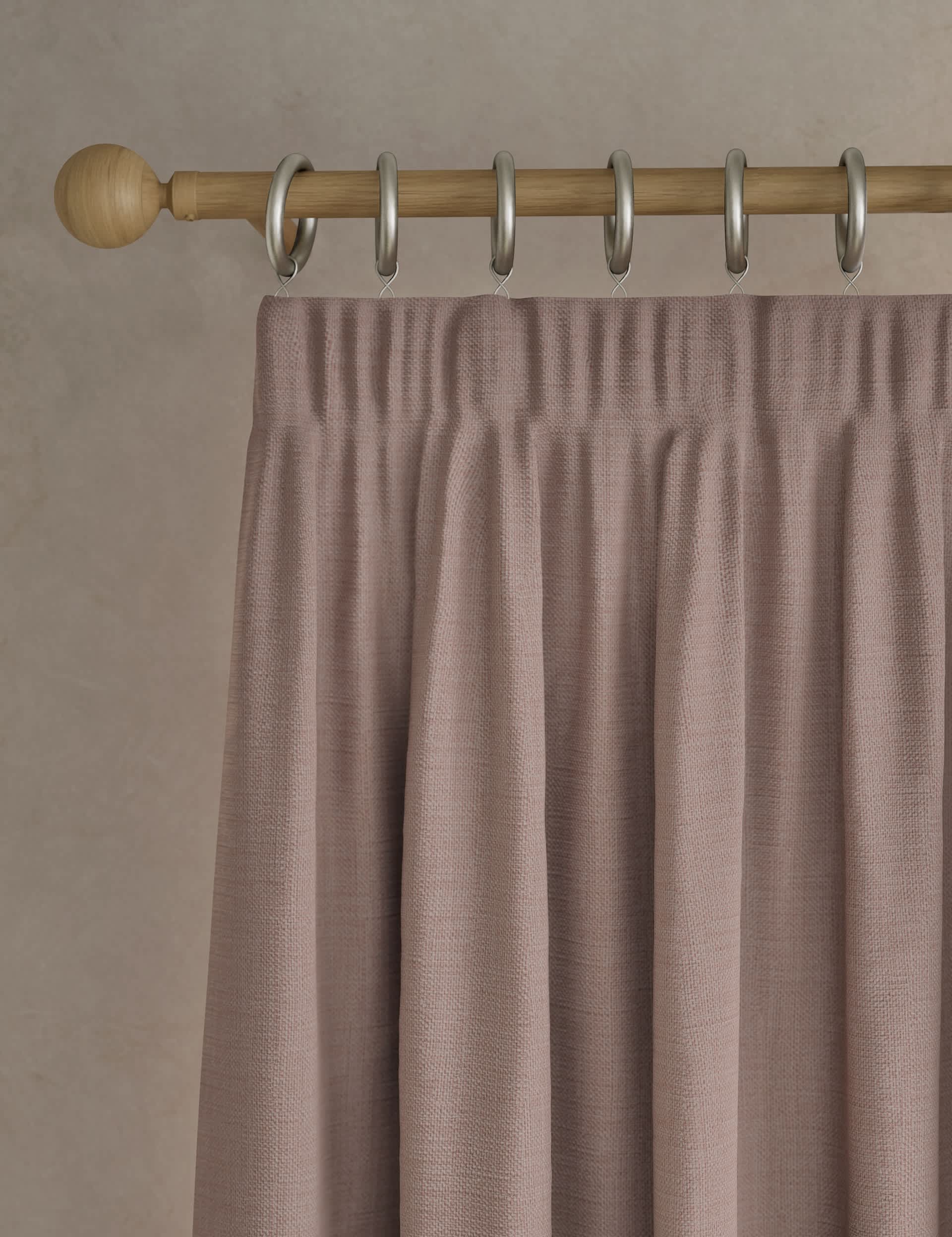 M&S Textured Pencil Pleat Blackout Curtains - WDR90 - Blush, Ecru,Light Grey,Neutral,Blush