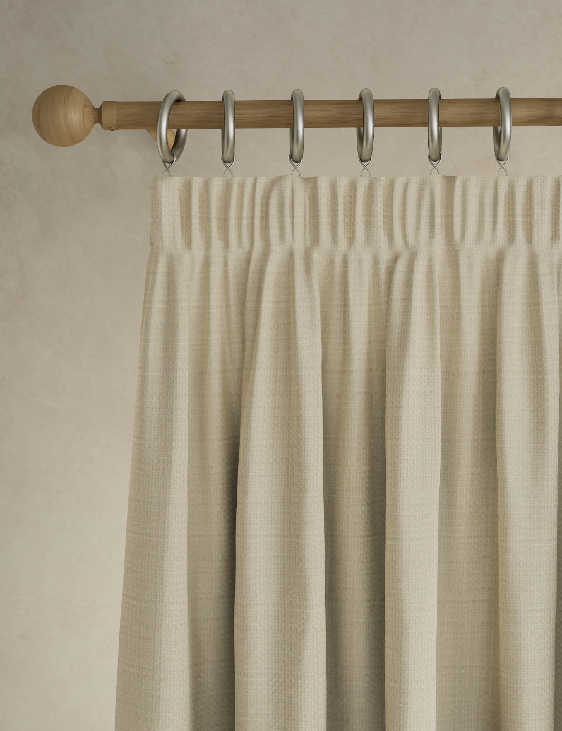 M&S Textured Pencil Pleat Blackout Curtains - WDR72 - Ecru, Ecru,Light Grey,Neutral,Blush