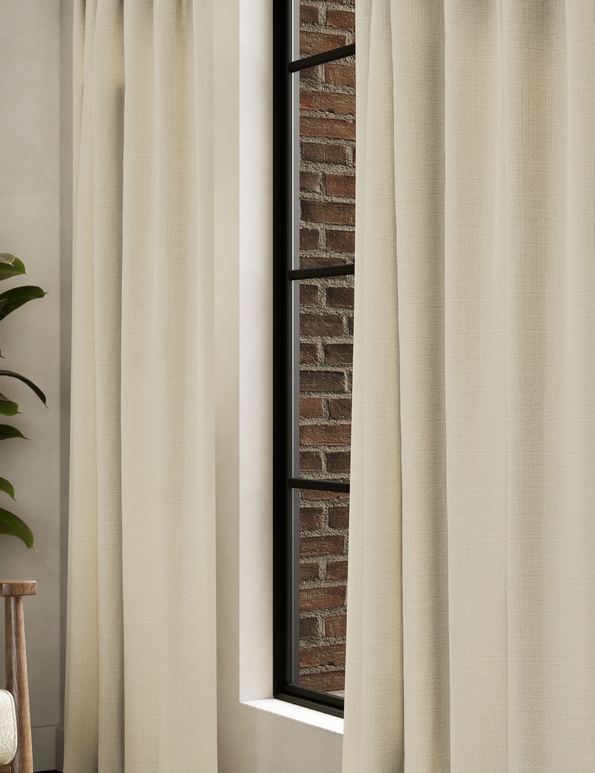 M&S Textured Pencil Pleat Blackout Curtains