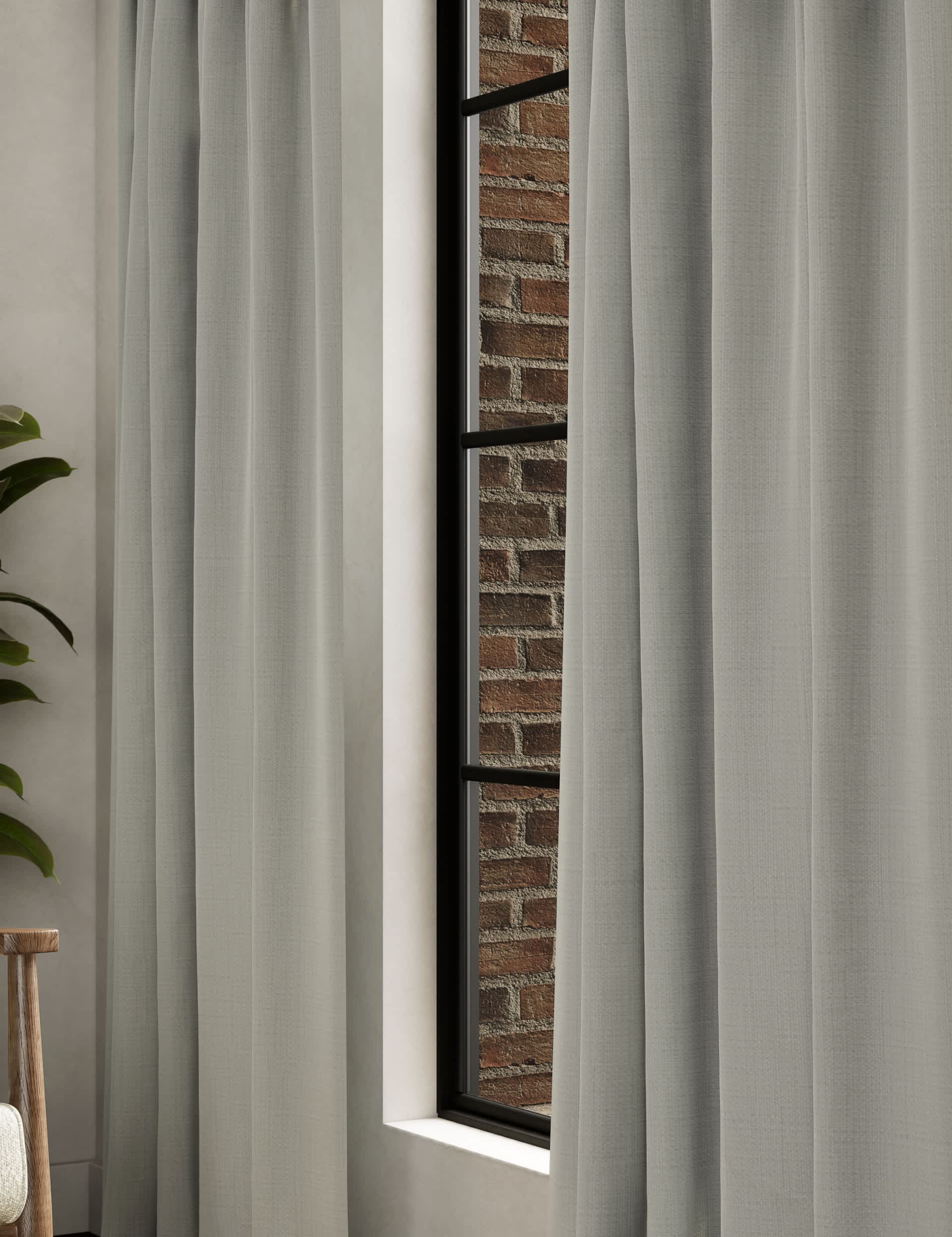 M&S Collection Textured Pencil Pleat Blackout Curtains - EW90 - Light Grey, Ecru,Light Grey,Neutral,