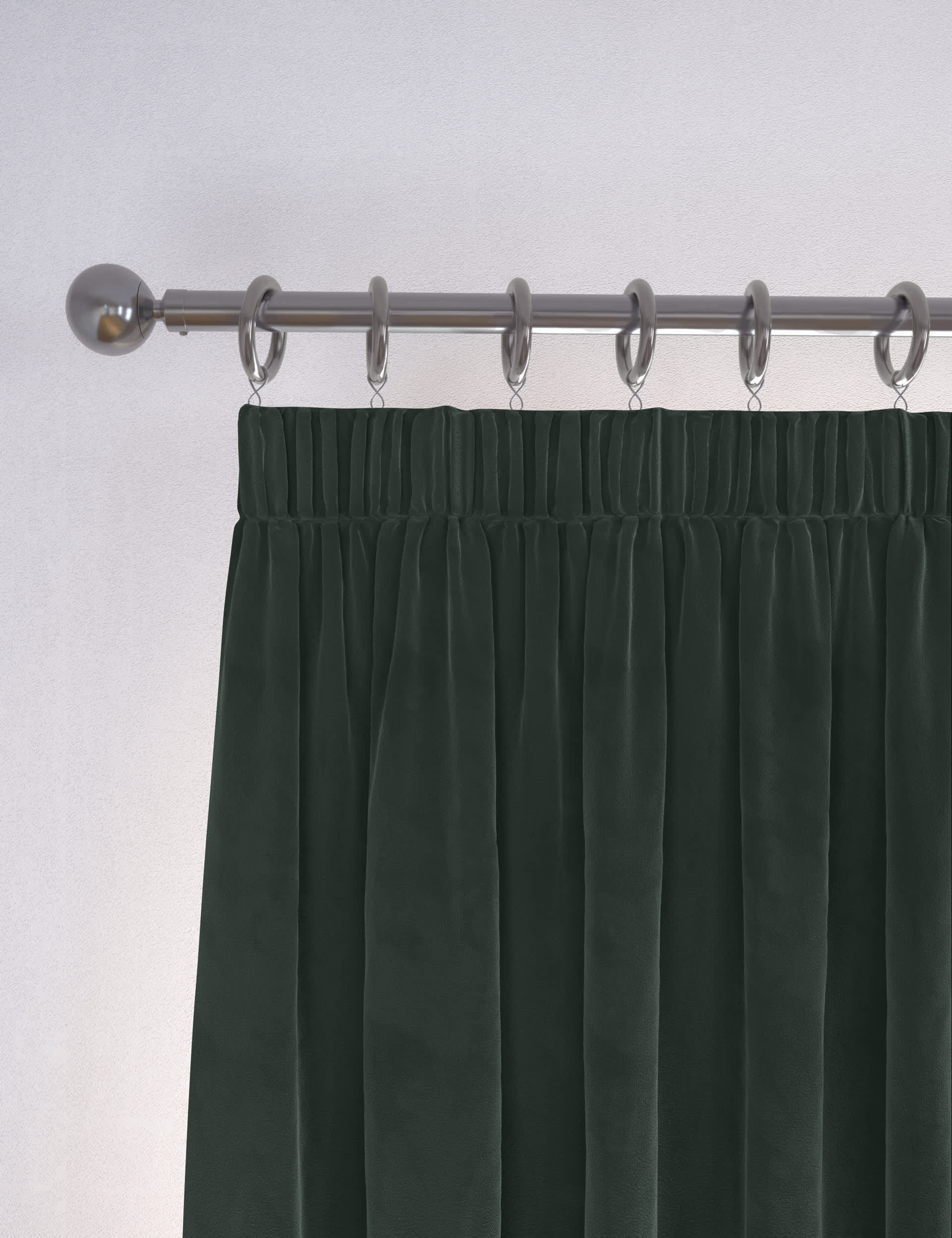 M&S Velvet Pencil Pleat Thermal Curtains - NAR54 - Forest Green, Forest Green,Green,Champagne,Navy