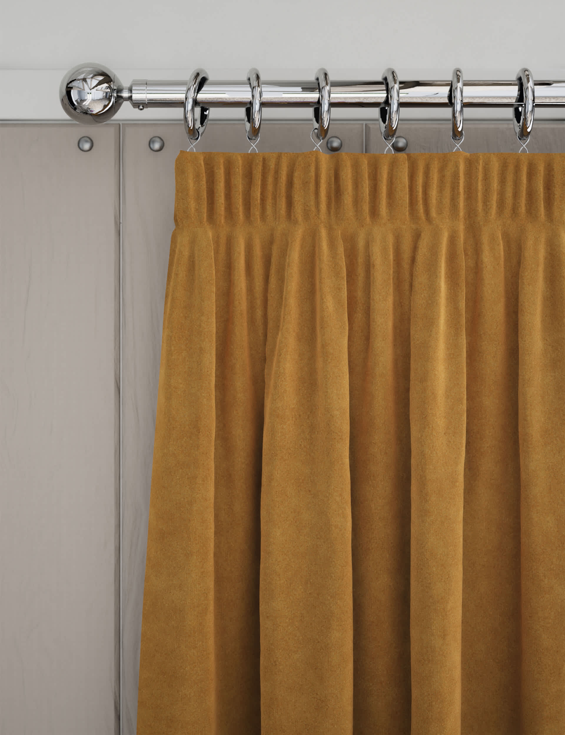 M&S Velvet Pencil Pleat Temperature Smart Curtains - EW72 - Dark Ochre, Green,Champagne,Soft Pink,Na