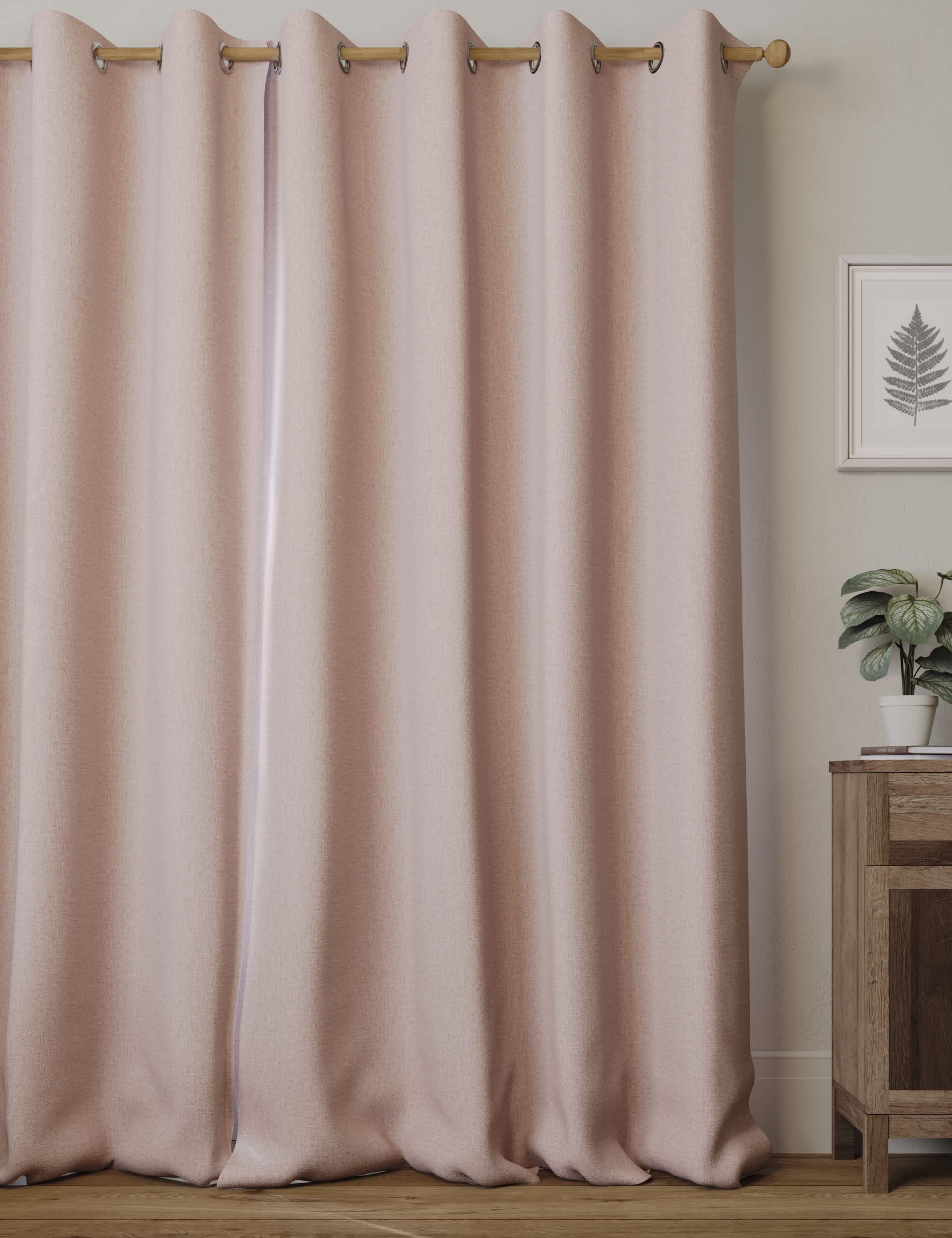 M&S Collection Brushed Eyelet Blackout Thermal Curtains - EW54 - Blush, Champagne,Dark Red,Cream,Sag