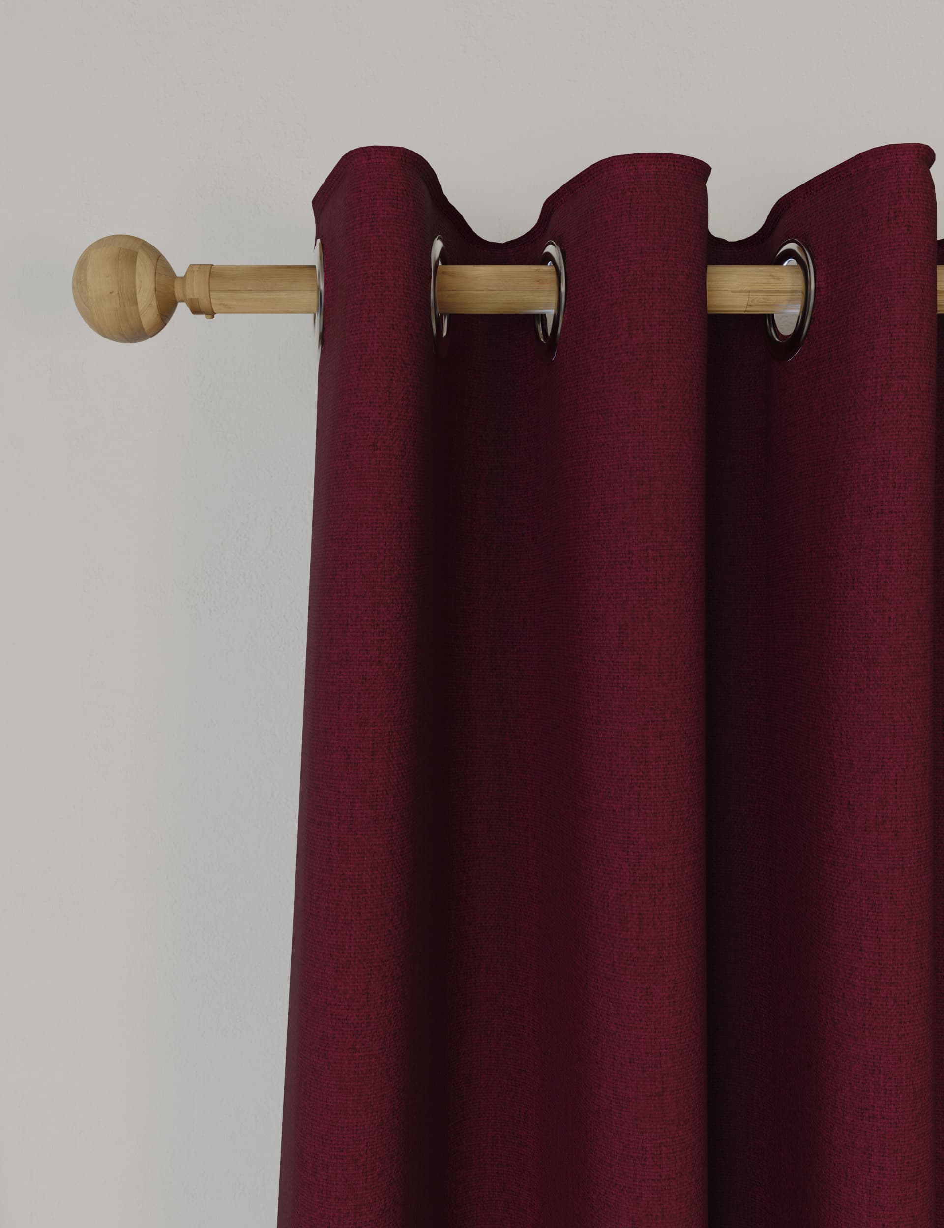 M&S Brushed Eyelet Blackout Temperature Smart Curtains - NAR54 - Dark Red, Dark Red,Cream,Terracotta