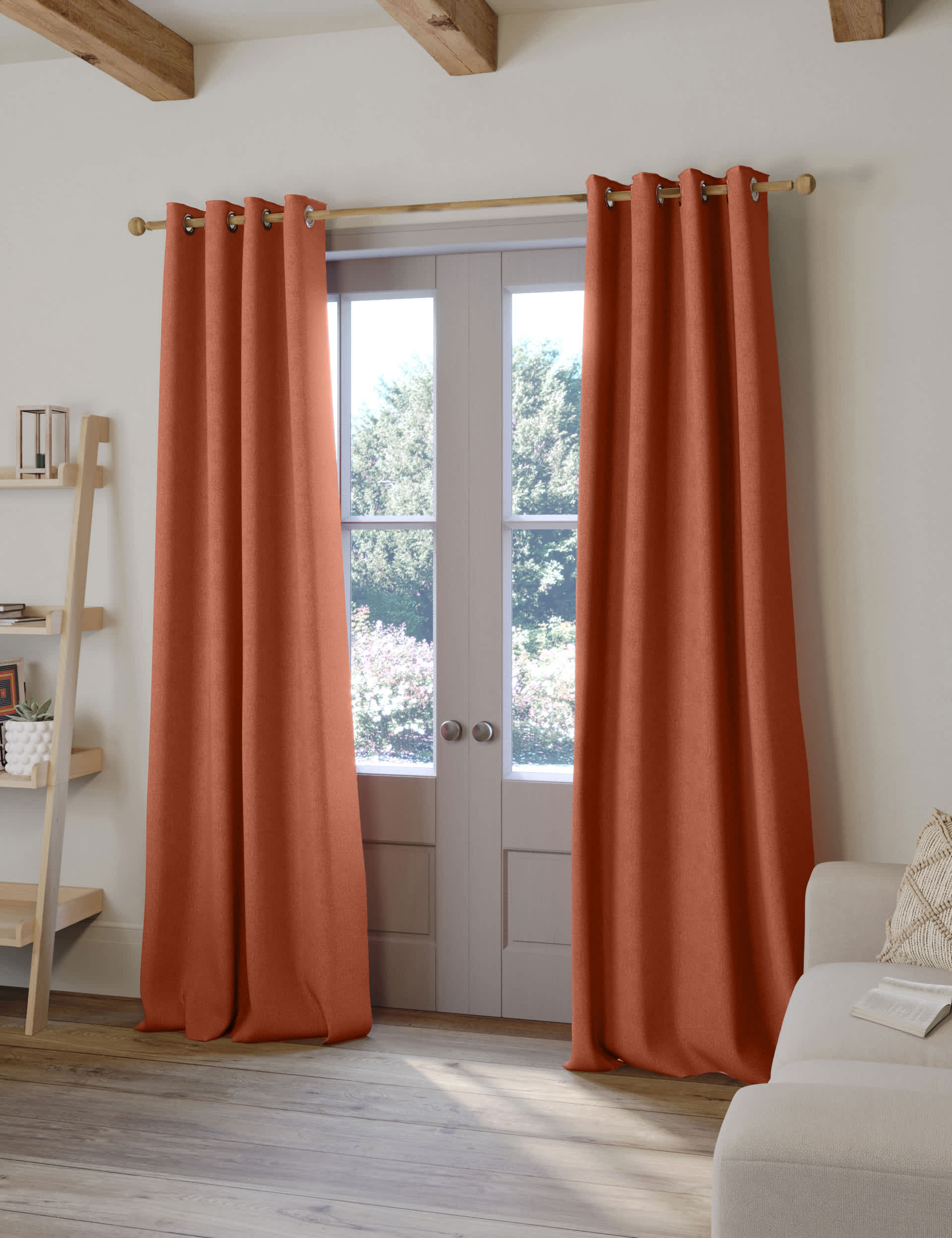 M&S Collection Brushed Eyelet Blackout Thermal Curtains - EW90 - Terracotta, Dark Red,Mid Blue,Cream