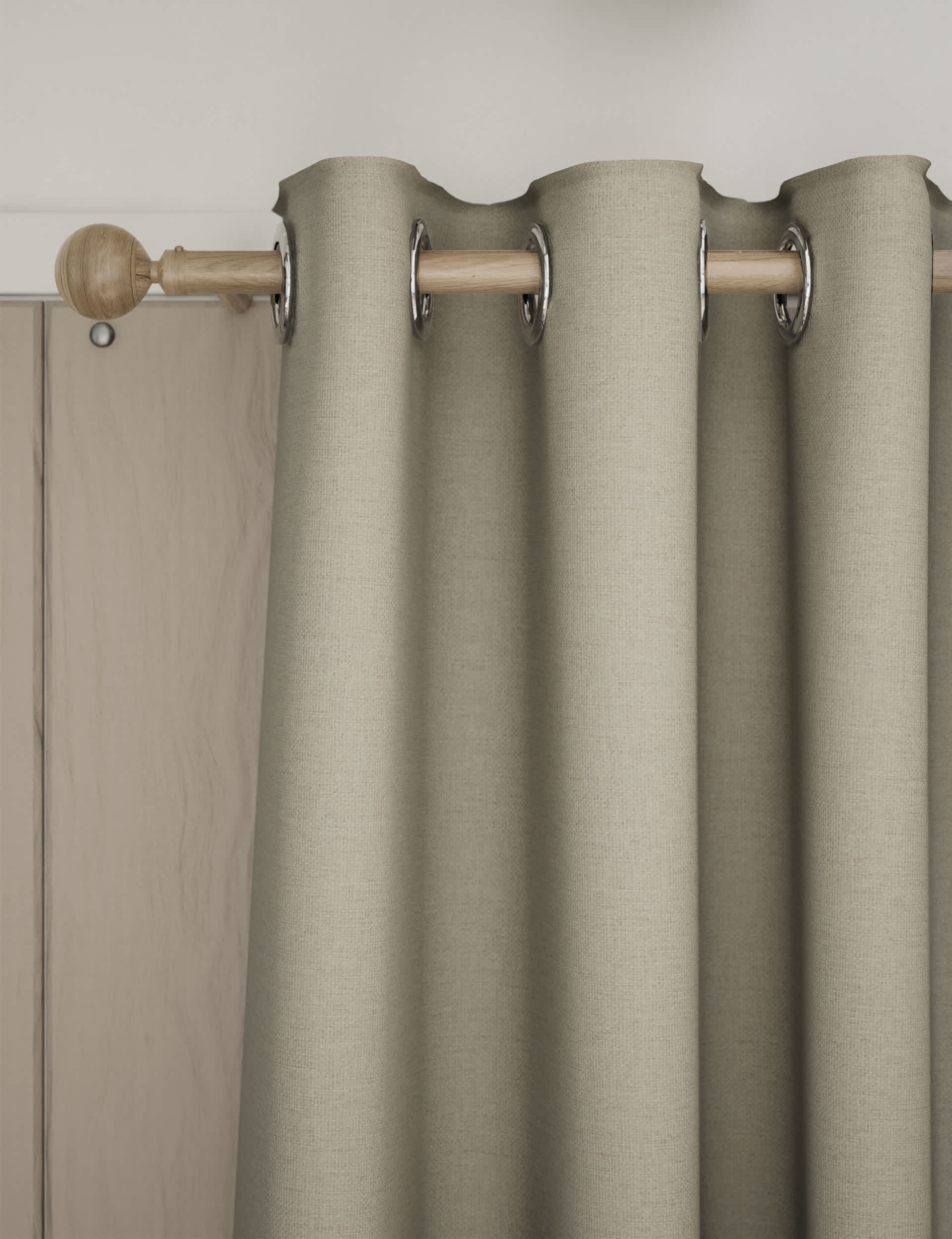 M&S Brushed Eyelet Blackout Thermal Curtains - NAR72 - Neutral, Mauve,Neutral,Grey